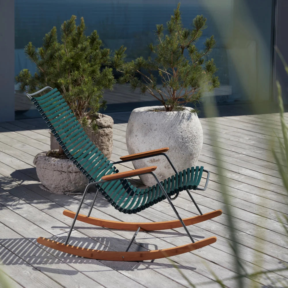 CLICK Outdoor Rocking Chair - Patio, Garden & Porch Relaxation - Comfortable All-Weather Wicker Rocking Chair for Backyard, Poolside & Deck Use