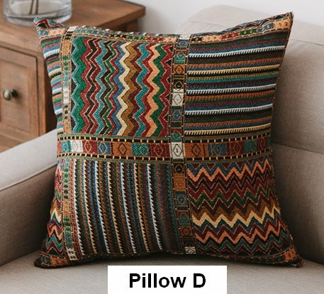 Bohemian Decorative Throw Pillows 18x18 - Geometric Pattern Chenille Couch Pillows for Sofa & Living Room - Soft Accent Pillows for Home Decor, Bedroom, Dorm