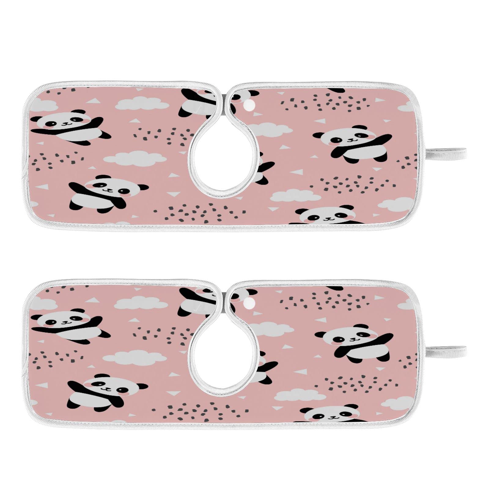Cute Panda Clouds Pink Kitchen Sink Splash Guard 2PCS - Thick Absorbent Sponge Microfiber Faucet Water Catcher Mat & Sink Drying Mat - Perfect for Kitchen Countertop Protection and Water Spill Prevention