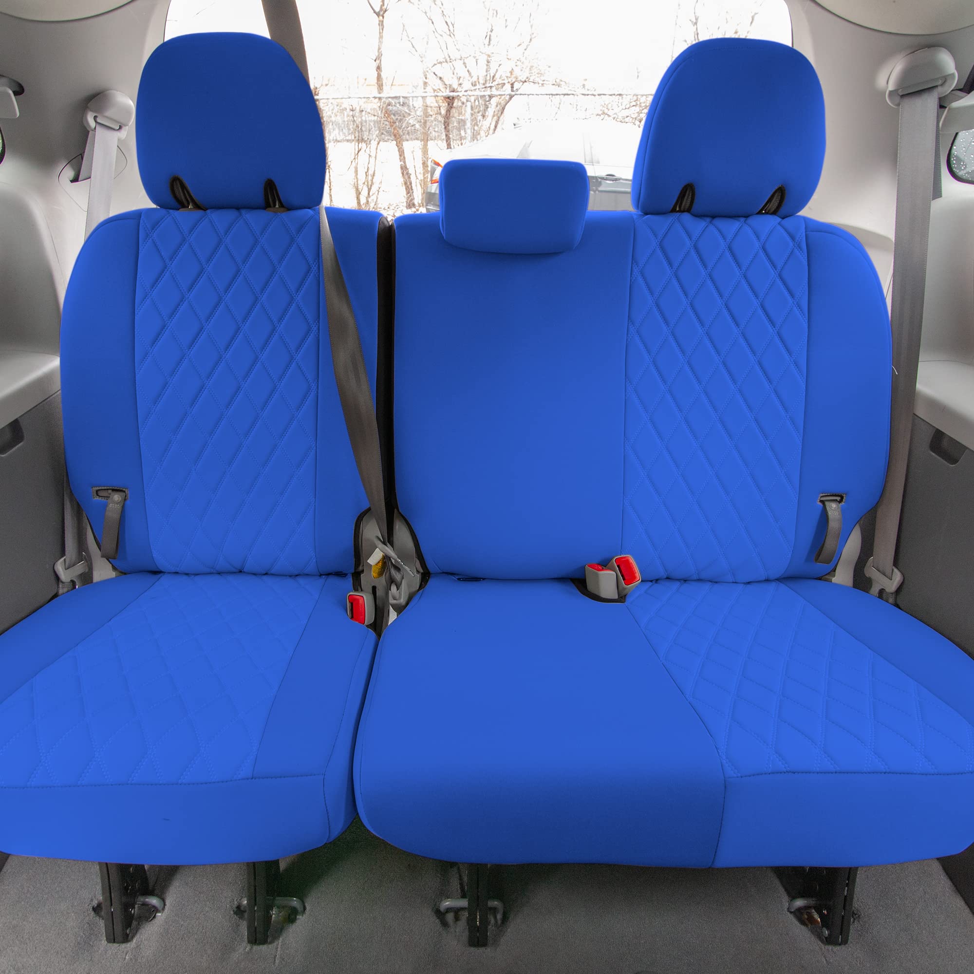 FH Group Custom Fit Neoprene Seat Covers for 2011-2020 Toyota Sienna - Water Resistant Neosupreme Automotive Seat Protectors - 3rd Row Blue - Perfect for Road Trips, Family Travel & Spill Protection