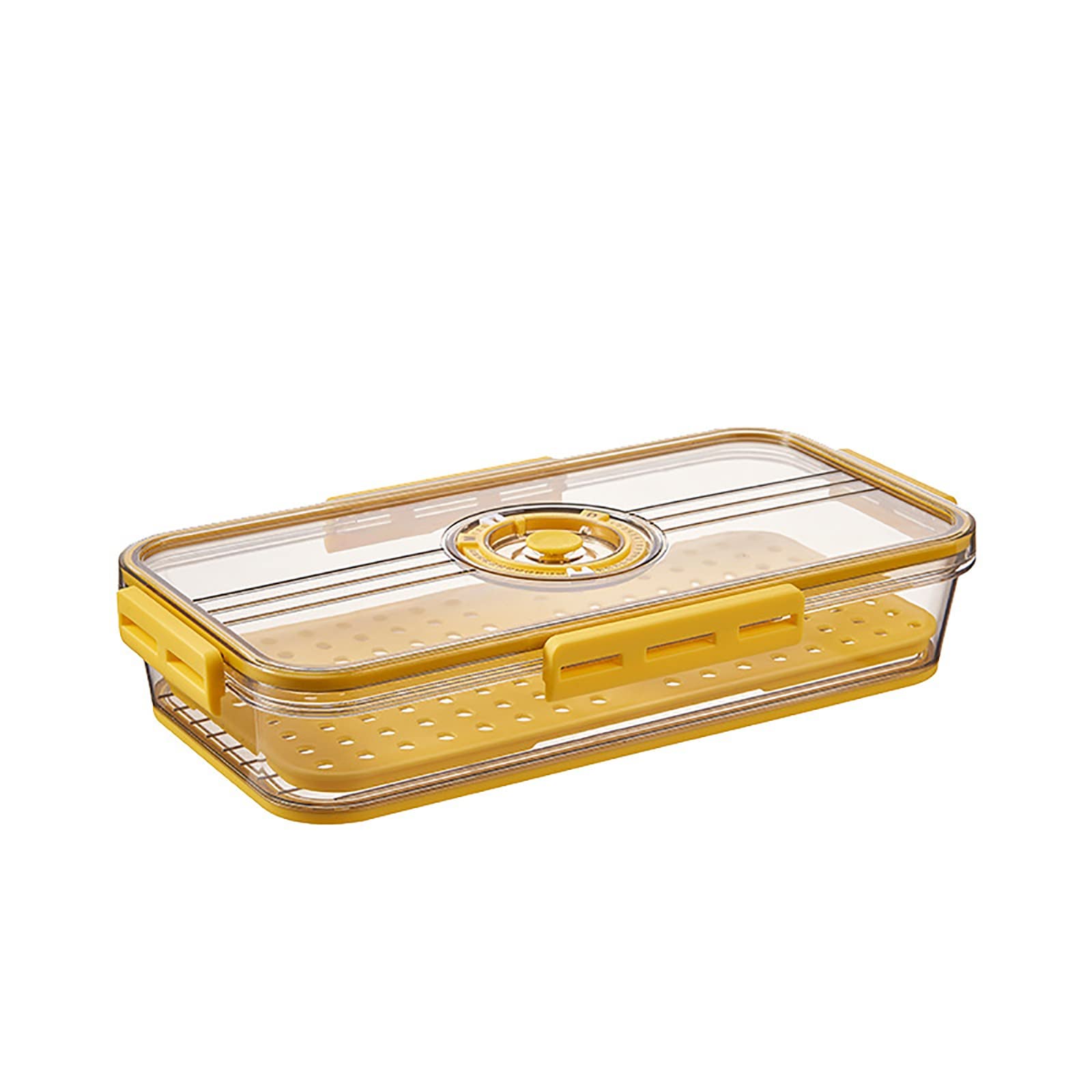 Fresh Produce Storage Containers with Time Tracker - Airtight Fridge Organizer for Vegetables & Fruits - Food Storage Containers with Lids (Yellow, One Size) - Perfect for Meal Prep & Kitchen Organization