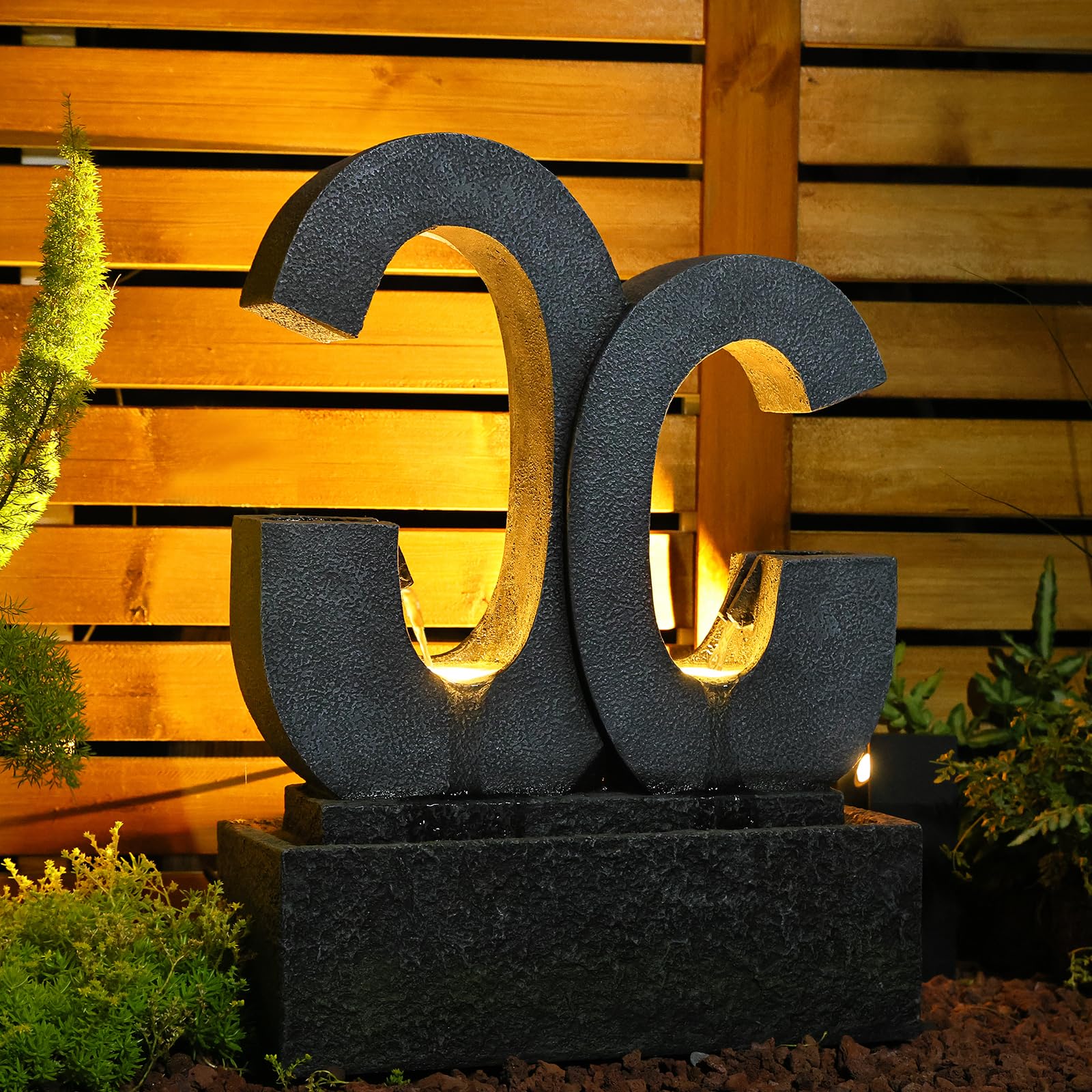 Modern Indoor/Outdoor Water Fountain with LED Lights - 26.4