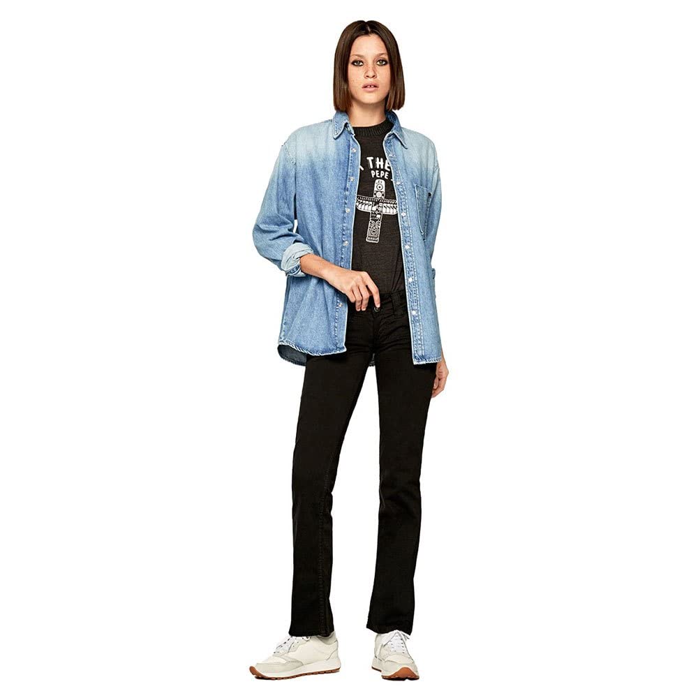 Pepe Jeans Venus Women's Black 5-Pocket Trousers Pants - EU 44 (US 34/32) - Stylish High Waist Slim Fit Jeans for Casual Wear & Office Outfits