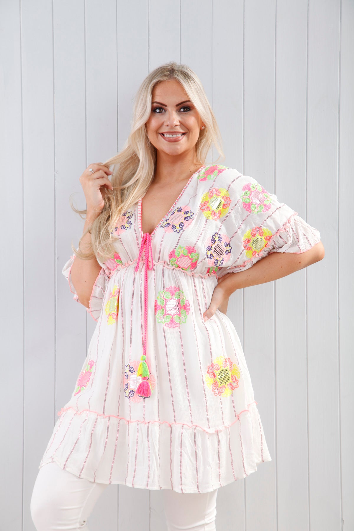 Amora Women's Casual Tunic Top in Pink - Flowy Loose Fit Blouse for Everyday Wear, Work & Outings