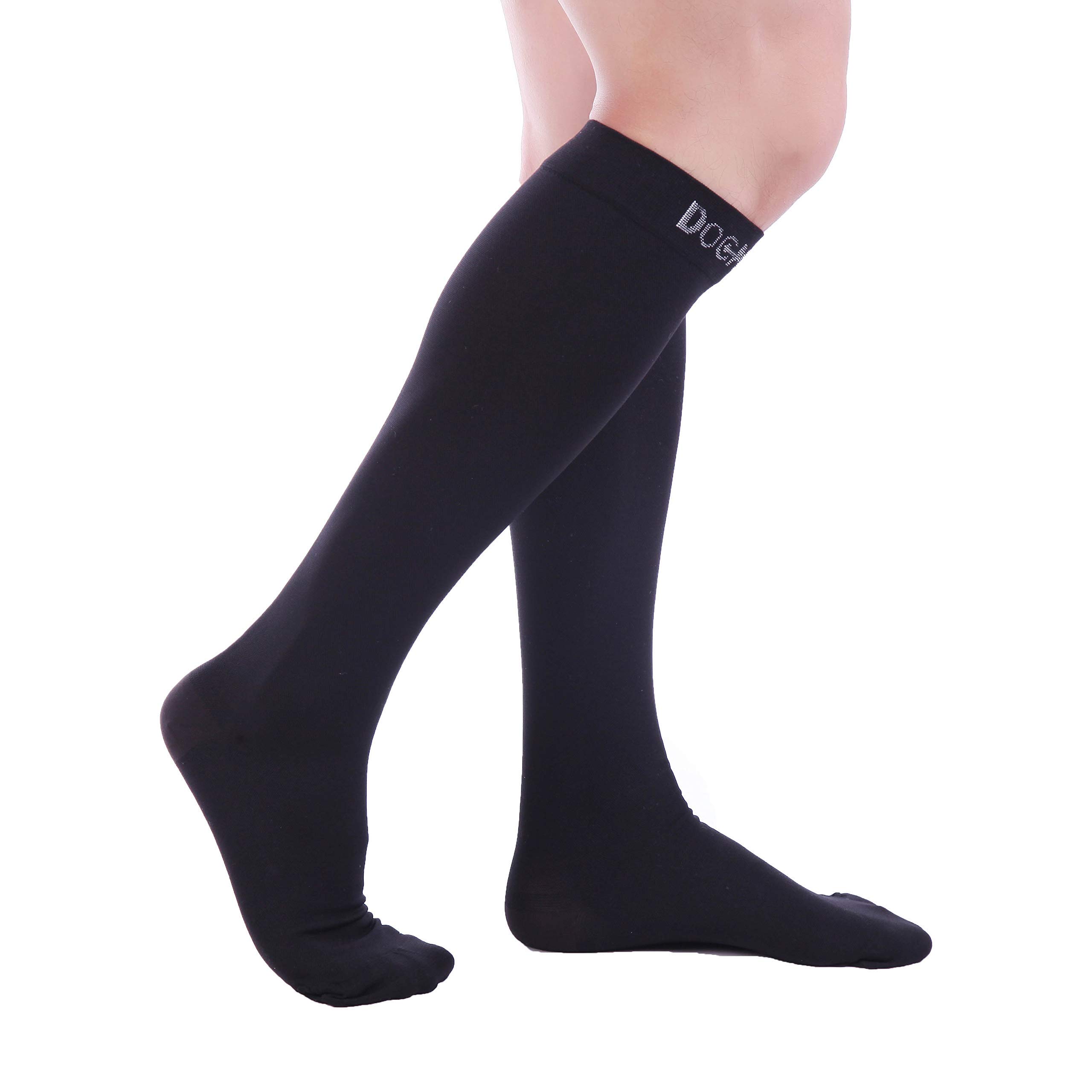 Doc Miller 20-30mmHg Graduated Compression Socks for Women & Men - Medical Grade Support for Varicose Veins, Swelling & Improved Blood Circulation (Black, X-Large) - Perfect for Travel, Nursing & Long Work Shifts