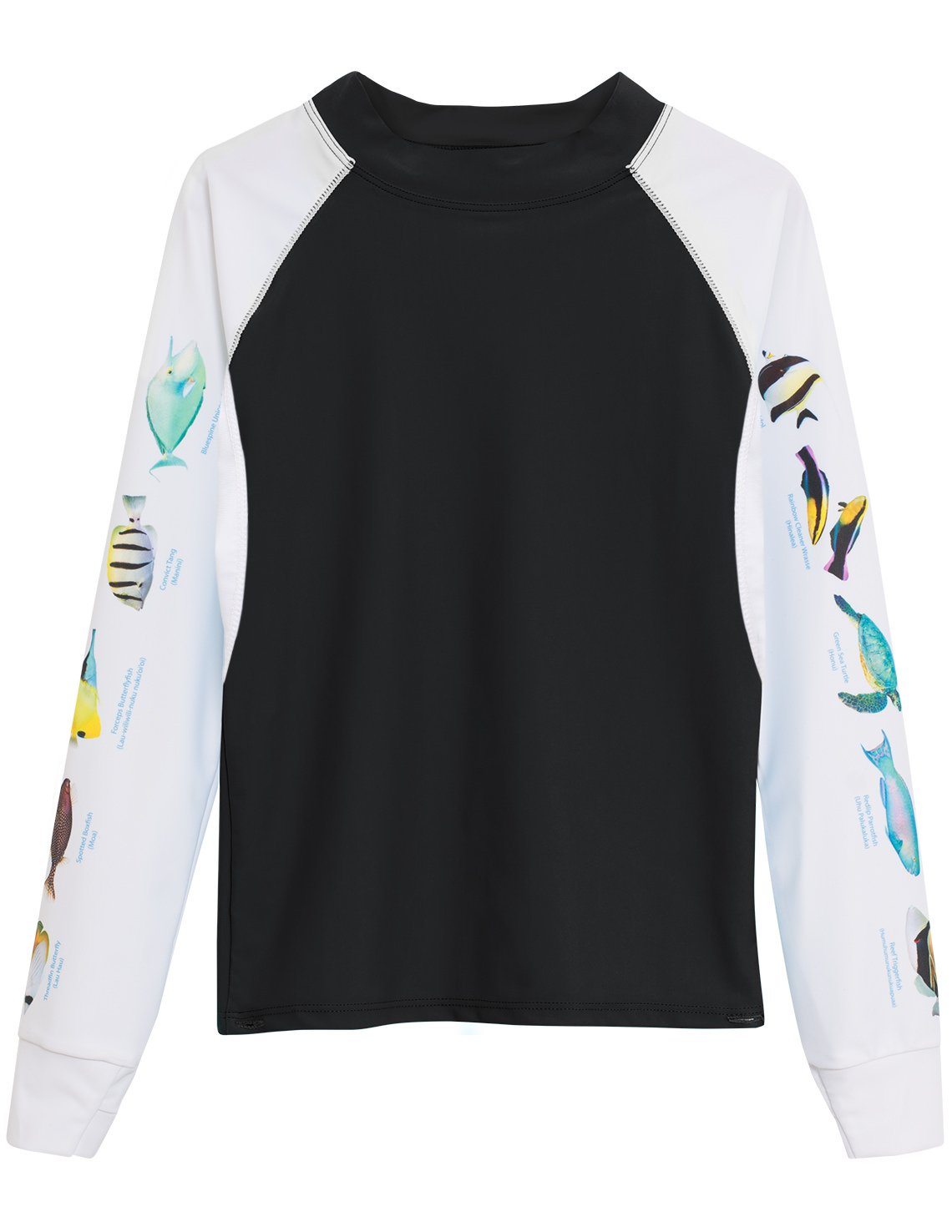 Tuga Men's Snorkel Rash Guard UPF 50+ Sun Protection Shirt - Hawaii Fish Print Quick Dry Swimwear for Snorkeling, Surfing & Beach Activities - Made in USA