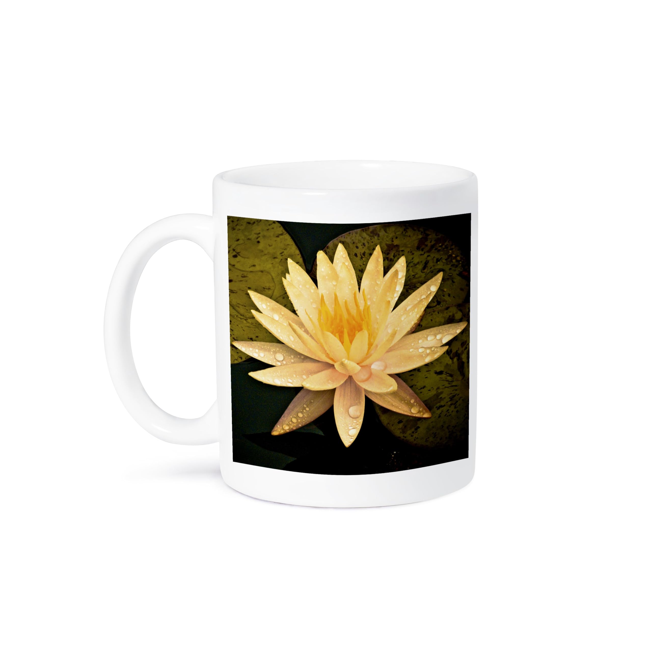 3D Rose Yellow Lotus Flower Ceramic Coffee Mug - 15 oz Insulated Tea Cup with Handle, Perfect for Home, Office & Gifts - Elegant Floral Design for Hot & Cold Beverages