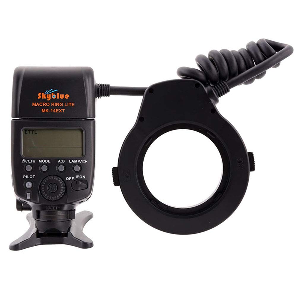 Meike MK-14EXT LED E-TTL Macro Ring Flash for Canon 5D II III 6D 7D 60D 70D 700D DSLR Cameras with 8 Adapter Rings - Perfect for Macro Photography, Jewelry Shooting & Close-Up Product Photography