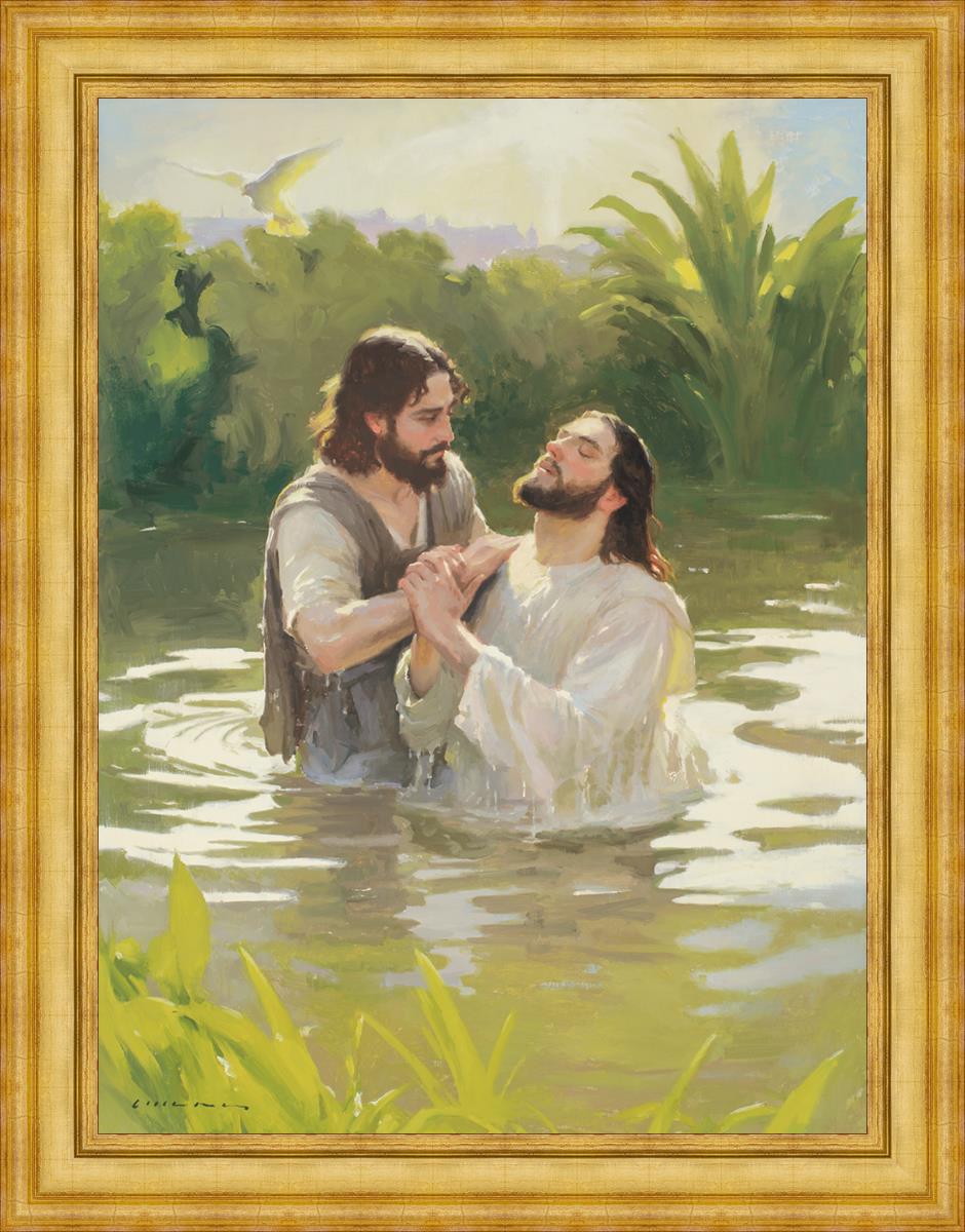 Baptism of The Savior Large Wall Art - Religious Christian Home Decor for Church, Living Room & Office - Inspirational Scripture Painting