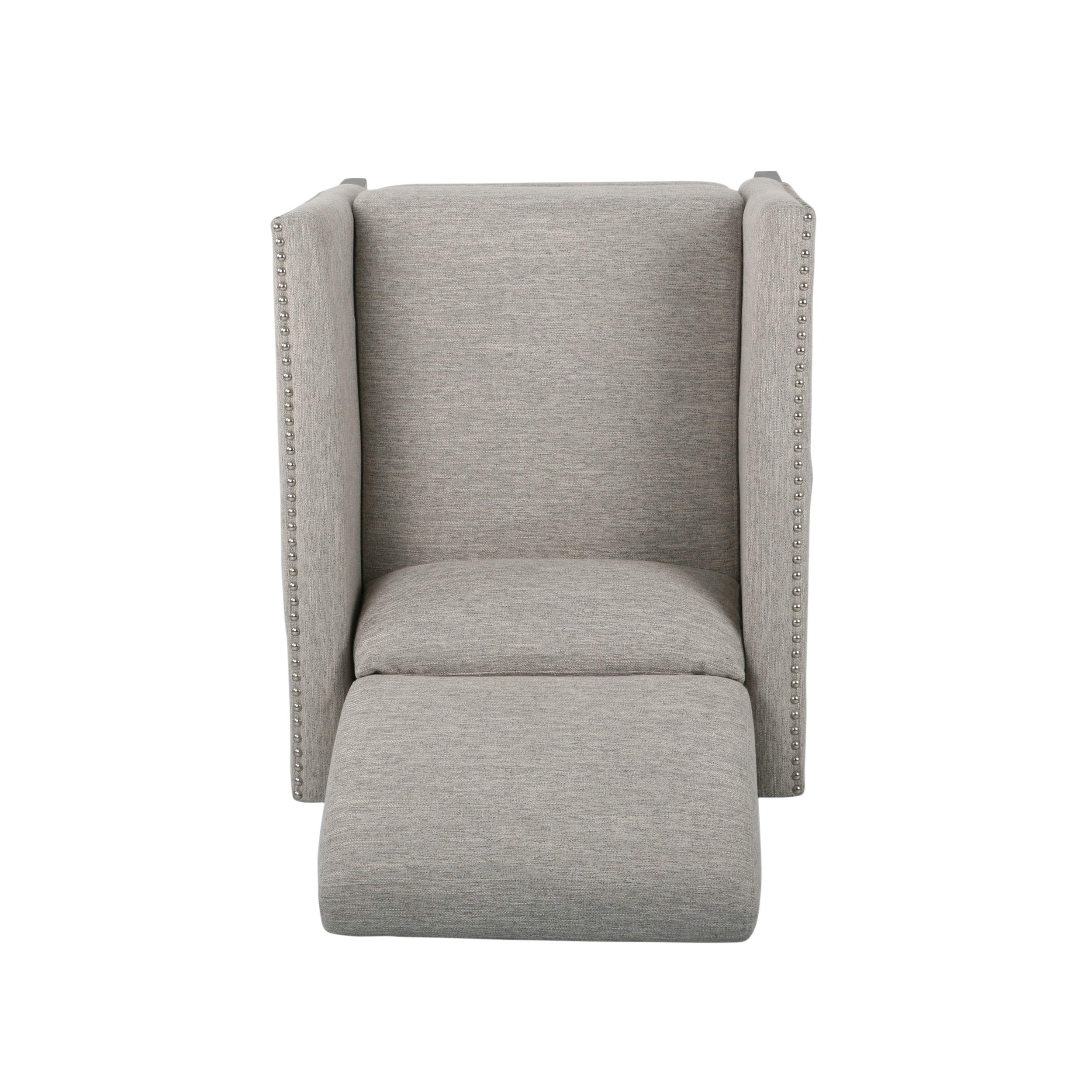 Christopher Knight Home Alexis Contemporary Fabric Push Back Recliner - Light Gray & Dark Brown - Modern Living Room Furniture for Relaxation & Comfort