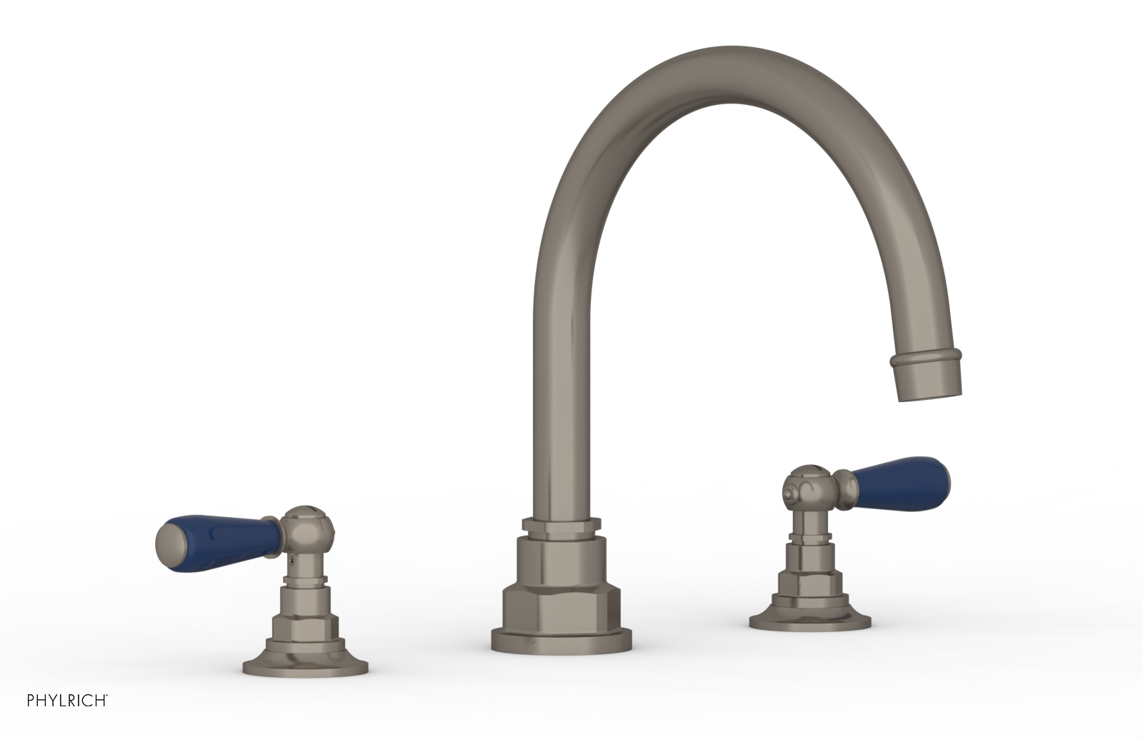 Jamestown Deck Tub Set with Lever Handles - Navy Blue Accented Bathroom Fixtures for Outdoor & Indoor Use | Perfect for Patios, Decks & Luxury Bathrooms