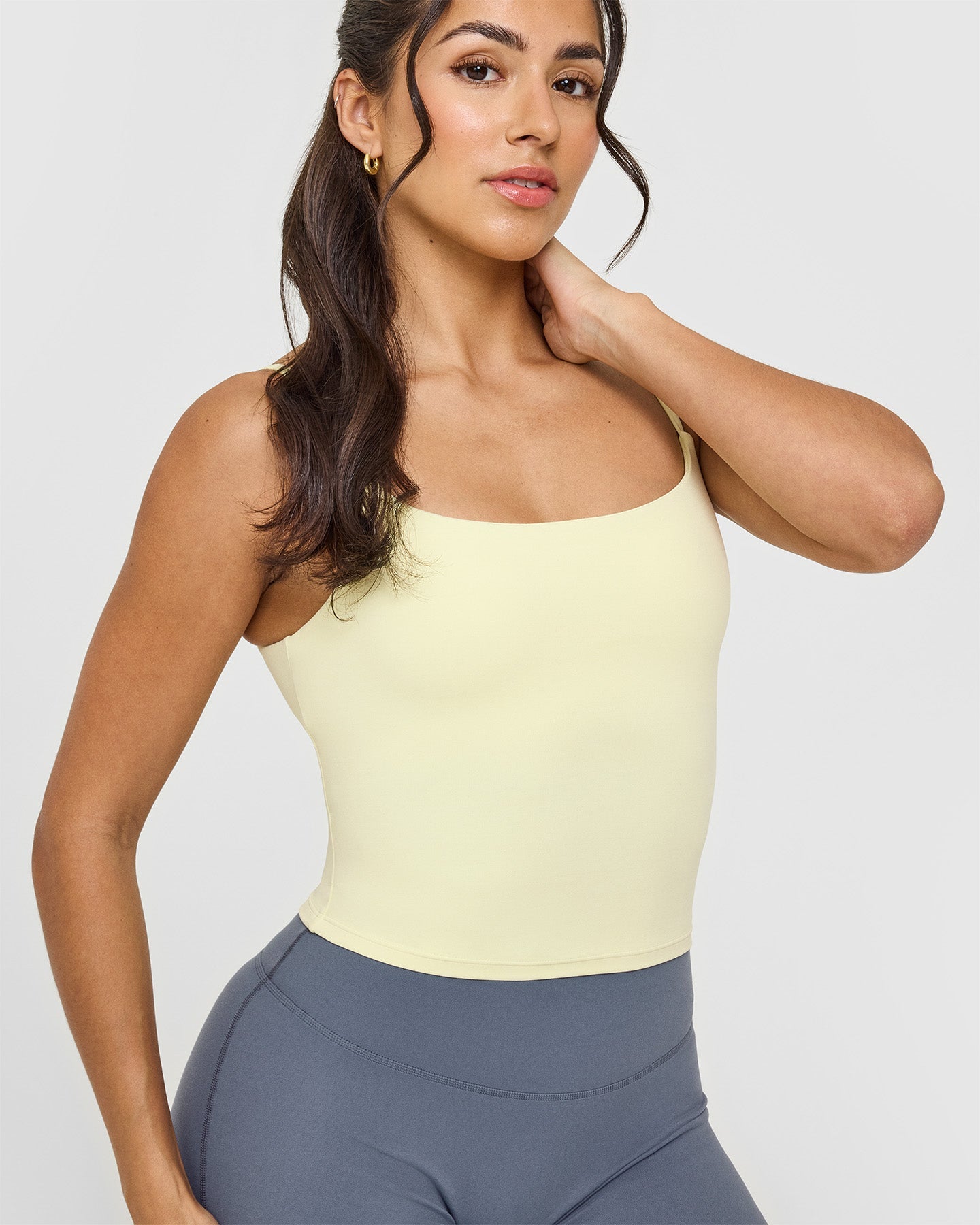 SoftMotion™ Strappy Mid Vest with Built-in Bra Shelf - Pastel Yellow | Women's Activewear for Yoga, Running & Gym Workouts
