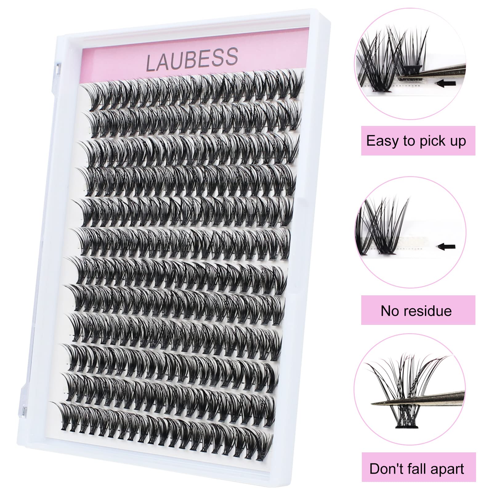 240pcs 40D DIY Eyelash Extension Kit - D Curl Long Individual Faux Mink Lashes Mixed Tray (0.07-0.10mm, 9-16mm, Black) for Professional Salon & Home Use