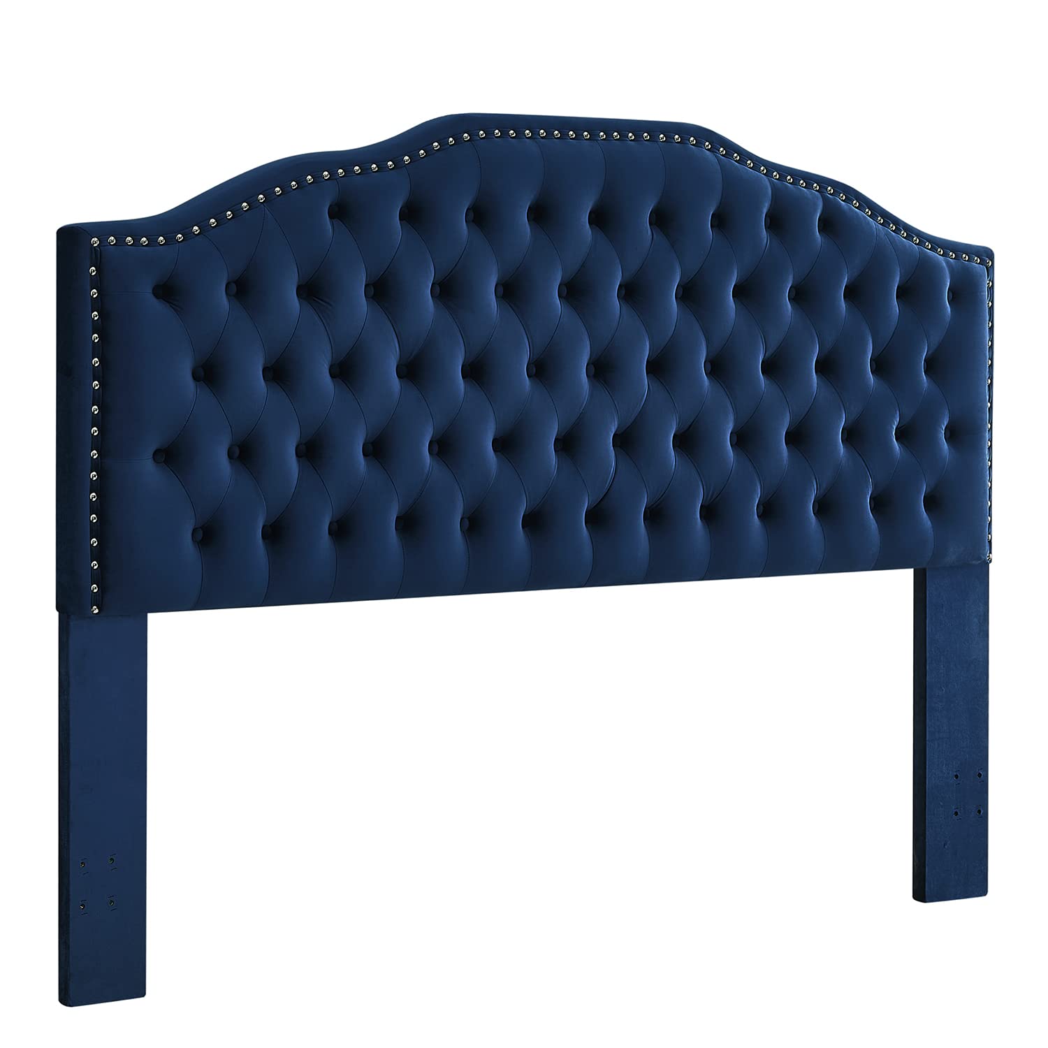 24KF Upholstered Button Tufted King Headboard with Nailhead Trim - Soft Velvet Fabric Headboard for King/CA King Size Beds - Navy Blue Luxury Bedroom Decor for Master Bedroom & Guest Room