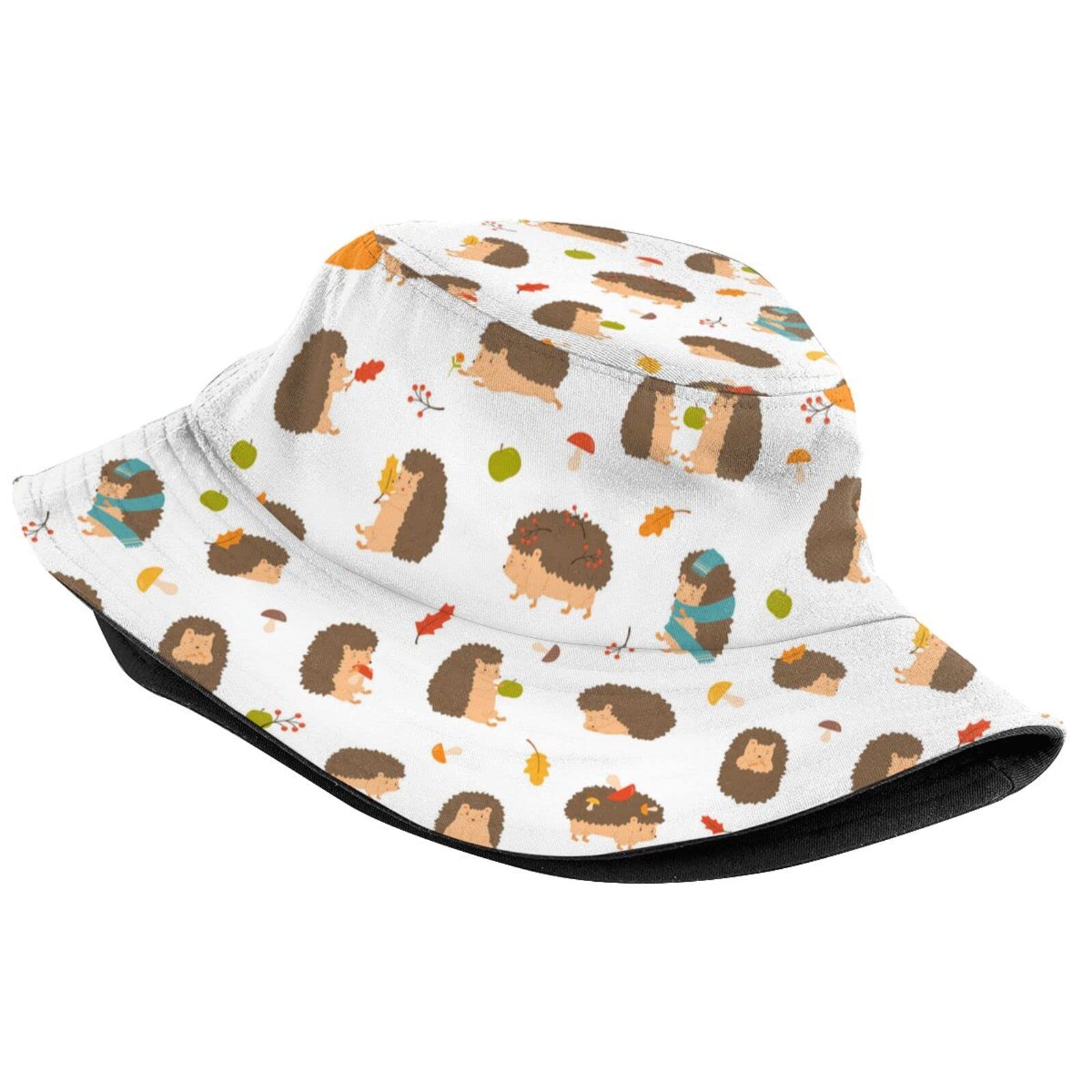 Cute Hedgehog Bucket Hat for Women & Men - Animal Print Sun Hat with Brim, Adjustable Fisherman Hat for Outdoor Activities, Beach, Hiking, and Summer Fashion