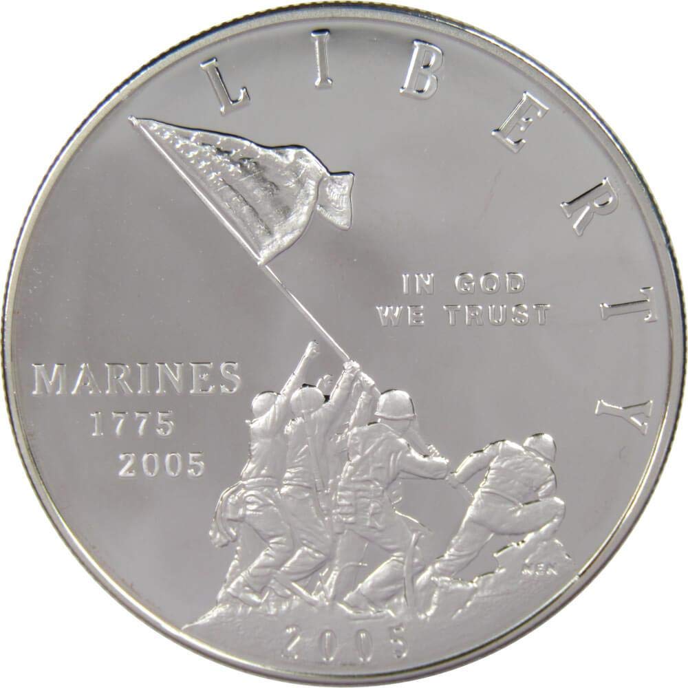 2005 US Marine Corps Commemorative $1 Silver Proof Coin - 90% Silver Dollar Collector's Item | Perfect for Military Collectors, History Enthusiasts & Coin Investors