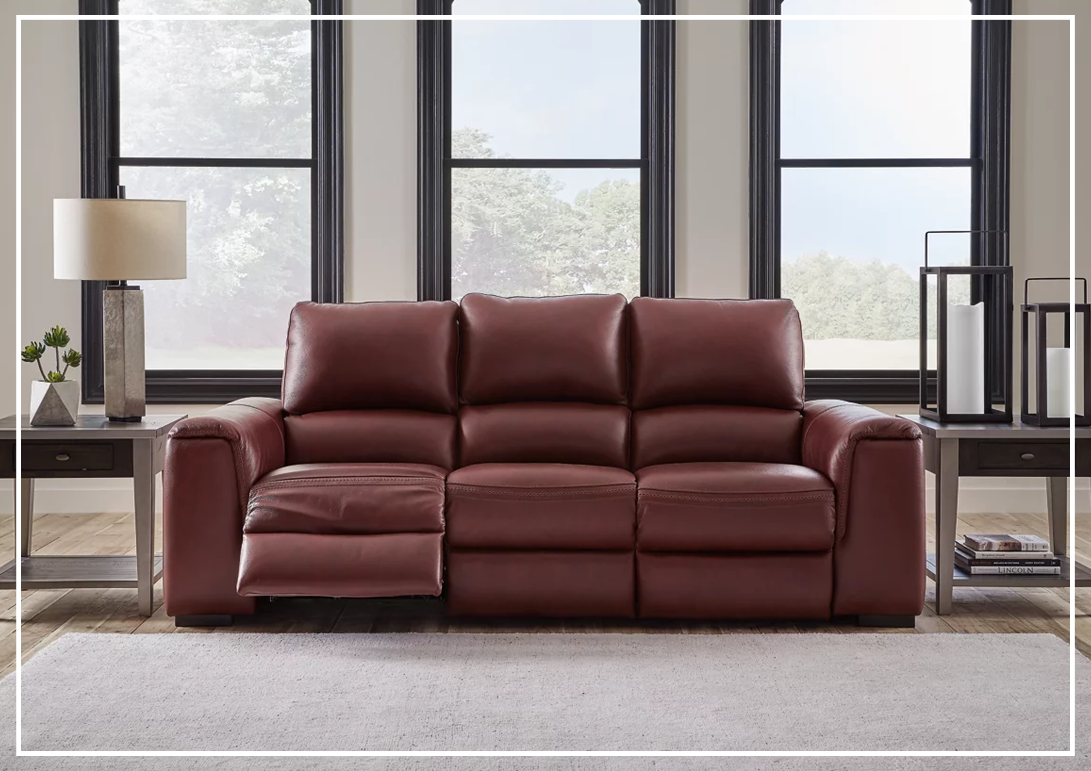 Gio Italia Adriano Premium Leather Dual Power Reclining Sofa - Modern Electric Recliner Couch for Living Room, Home Theater & Lounge Comfort