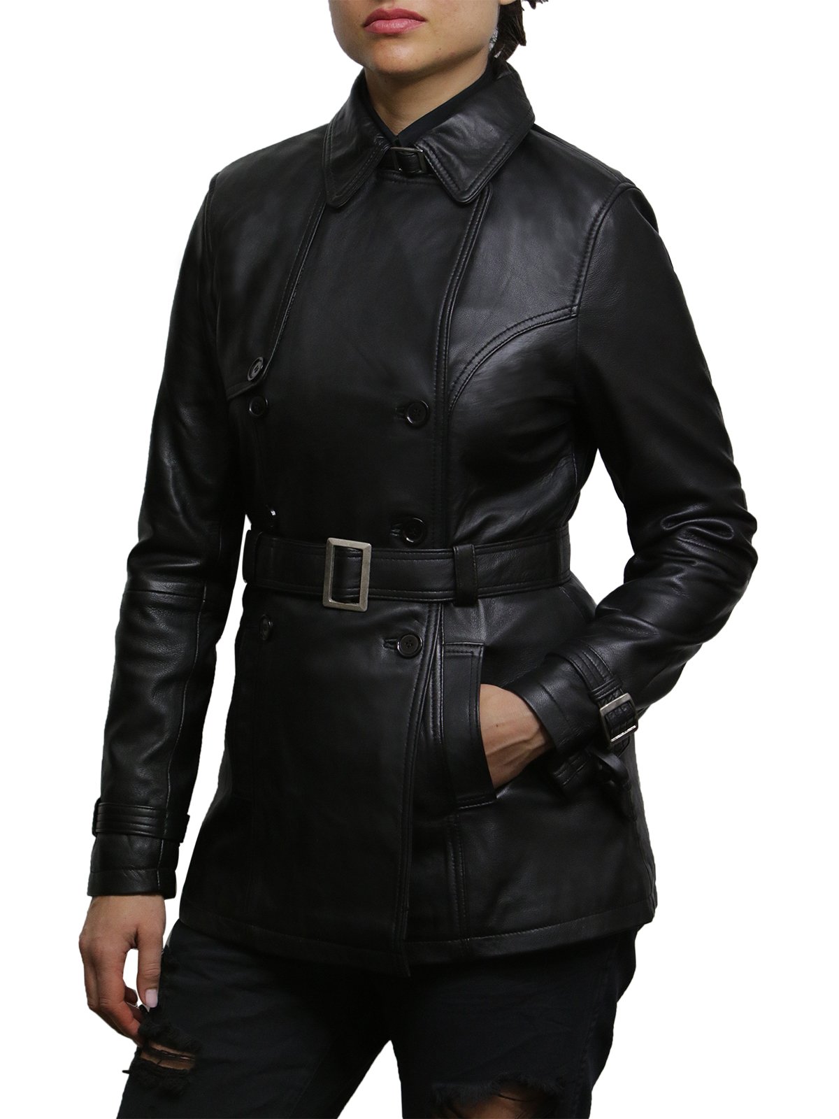 BRANDSLOCK Women's Genuine Leather Biker Jacket - Stylish Motorcycle Coat for Riding & Fashion - Perfect for Bikers, Casual Outfits & Night Out