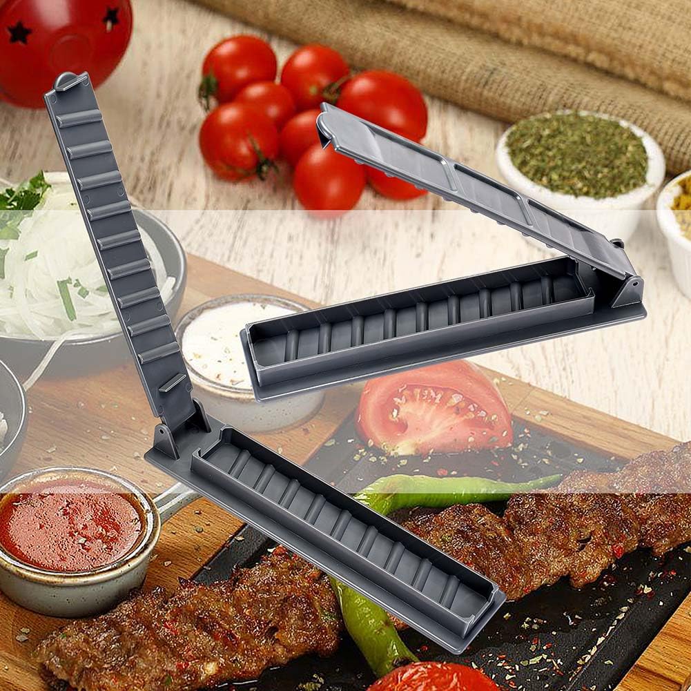 Premium Kebab Maker Machine - Manual Kabob Press Mold for Homemade Shish Kebabs & Skewers (1pc, Grey) - Perfect for BBQs, Parties & Outdoor Cooking