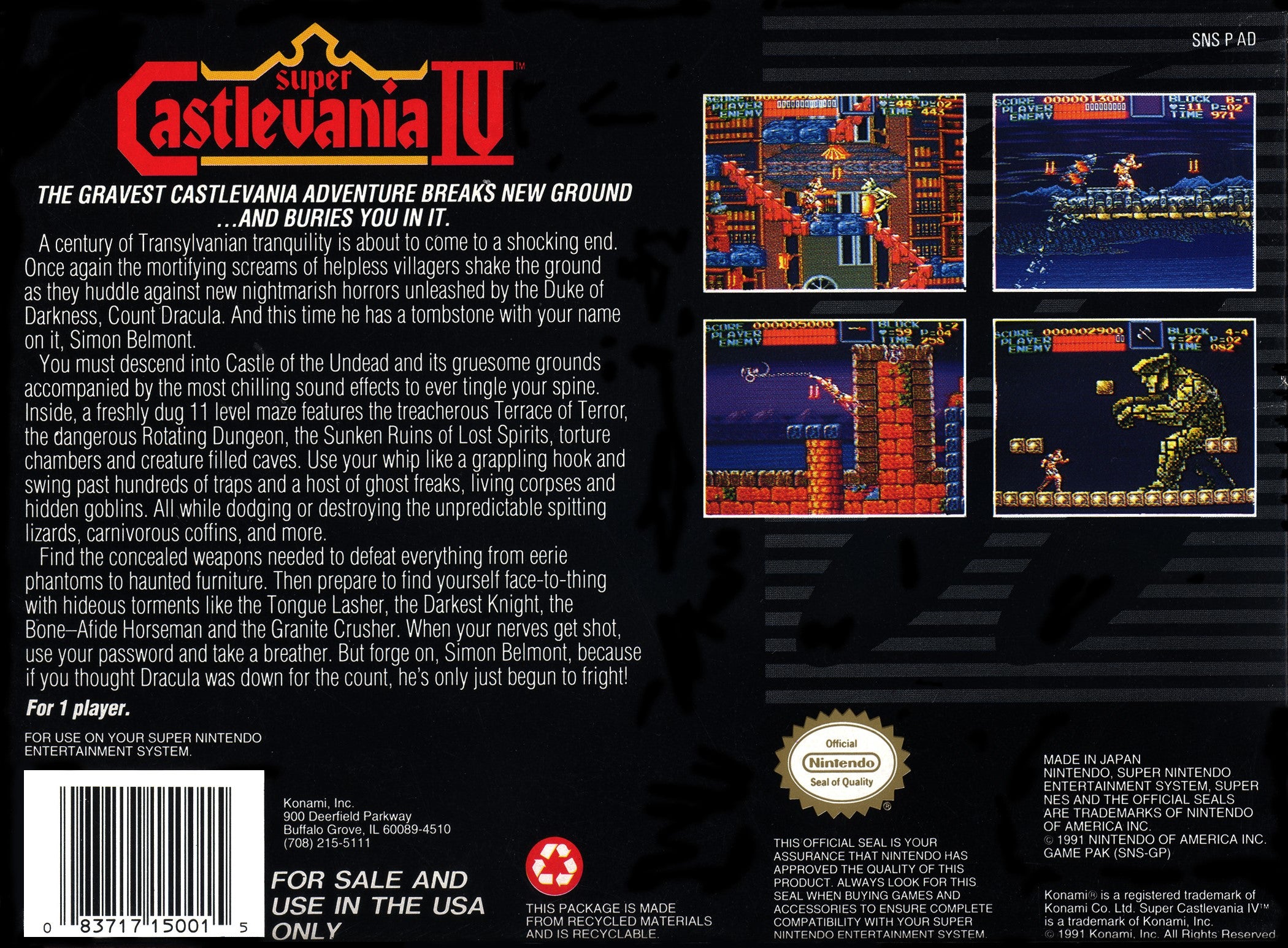 Super Castlevania IV - Classic Action-Adventure Game for Nintendo SNES | Retro Gaming, Collectible Gift for Gamers