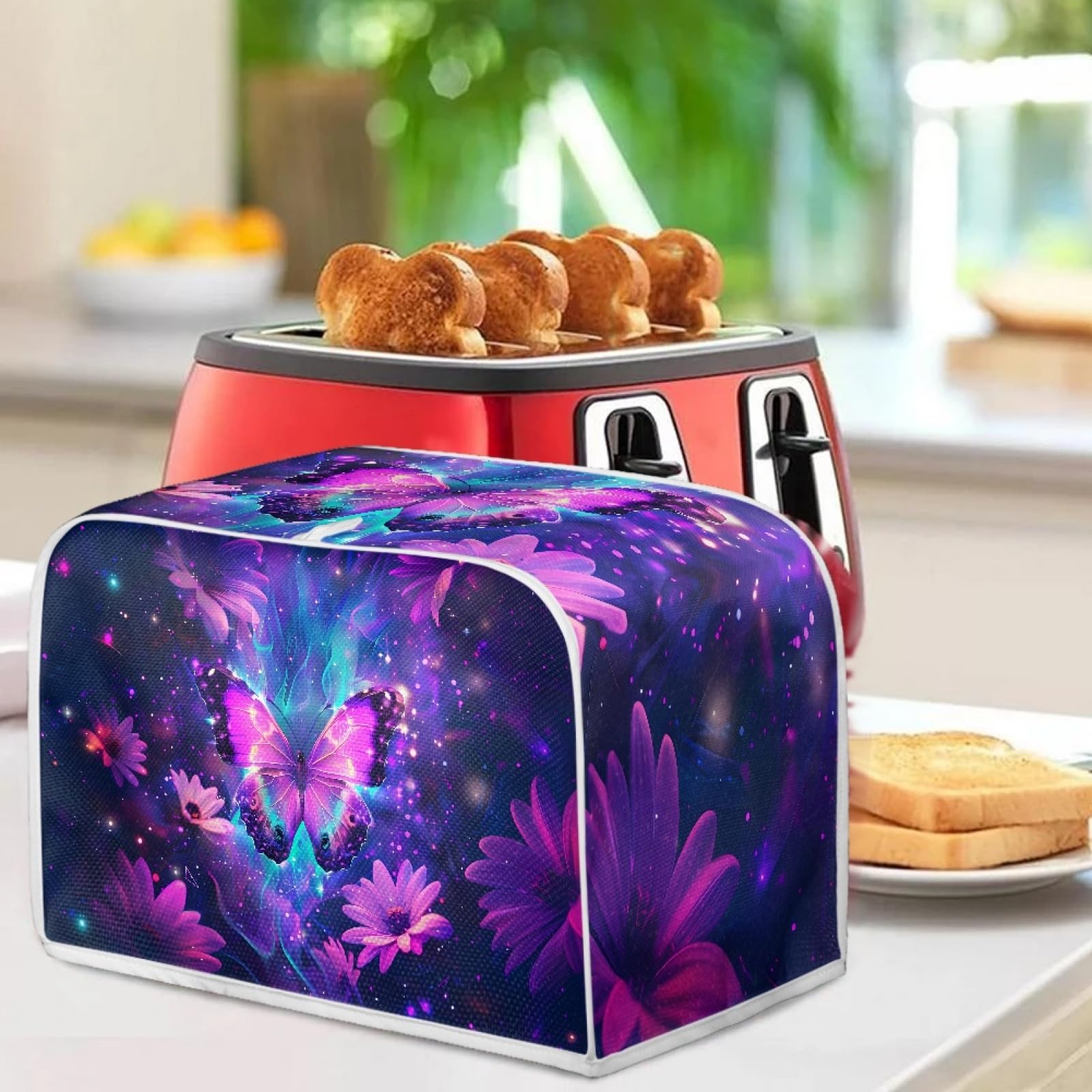 Blue Butterfly Toaster Cover for 4-Slice Toasters - Dustproof & Anti-Splatter Oven Protection Cover - Cute Kitchen Appliance Accessory for Bread Toasters (Perfect for Home, Cafe, or Office Use)