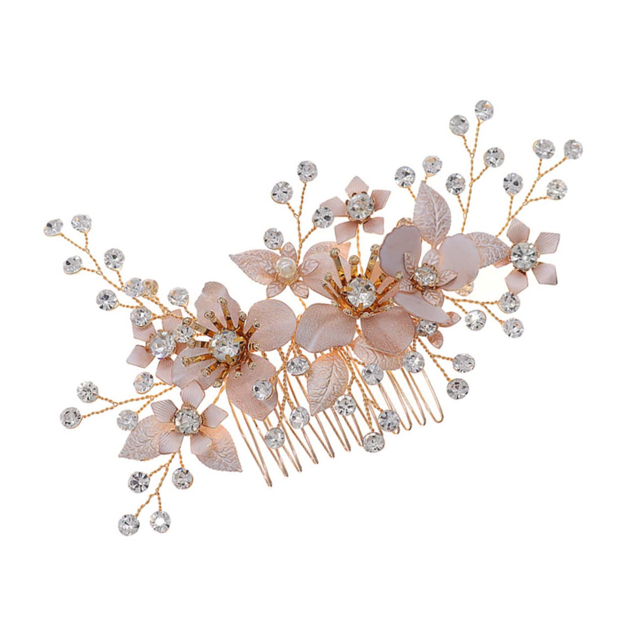 Beavorty 1PC U-Shaped Floral Hair Clip Comb - Elegant Bridal & Bridesmaid Hair Accessories for Women, Wedding, Prom & Special Occasions
