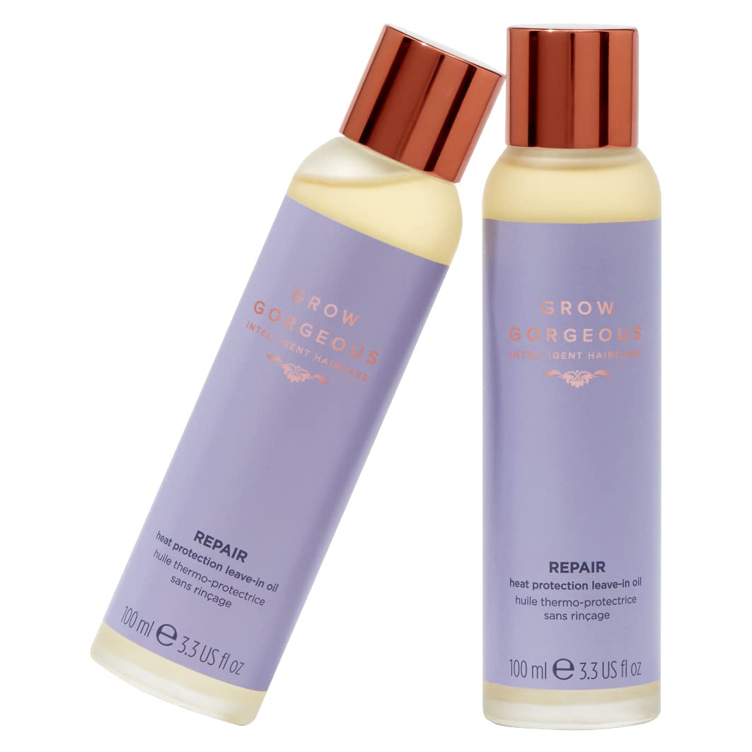 Grow Gorgeous Heat Protection Leave-In Oil 100ml - Hair Styling & Heat Protectant for Straightening, Blow Drying & Styling Tools