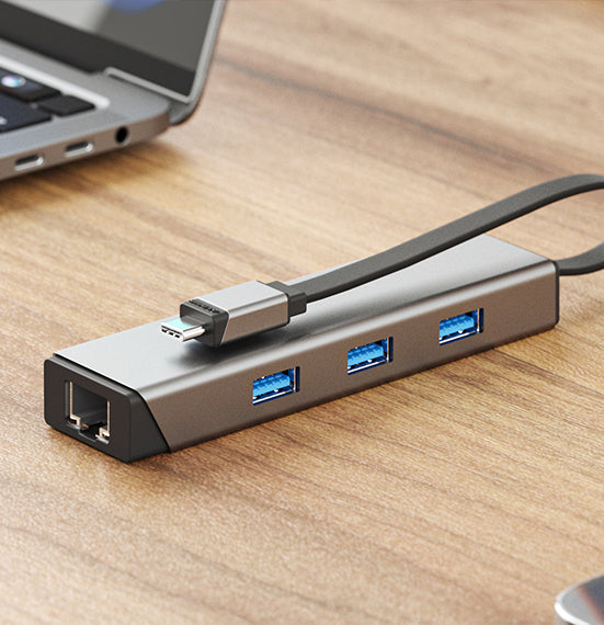 MagForce EXPRESS USB C 4-in-1 Hub with Ethernet Port - High-Speed Data Transfer for Laptop, MacBook, PC - Perfect for Home Office, Gaming & Travel Accessories