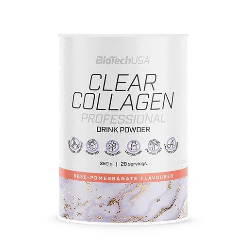 BioTechUSA Clear Collagen Professional - Rose Pomegranate Flavor 350g Powder | Supports Skin, Hair & Joint Health | Perfect for Smoothies, Shakes & Beauty Drinks