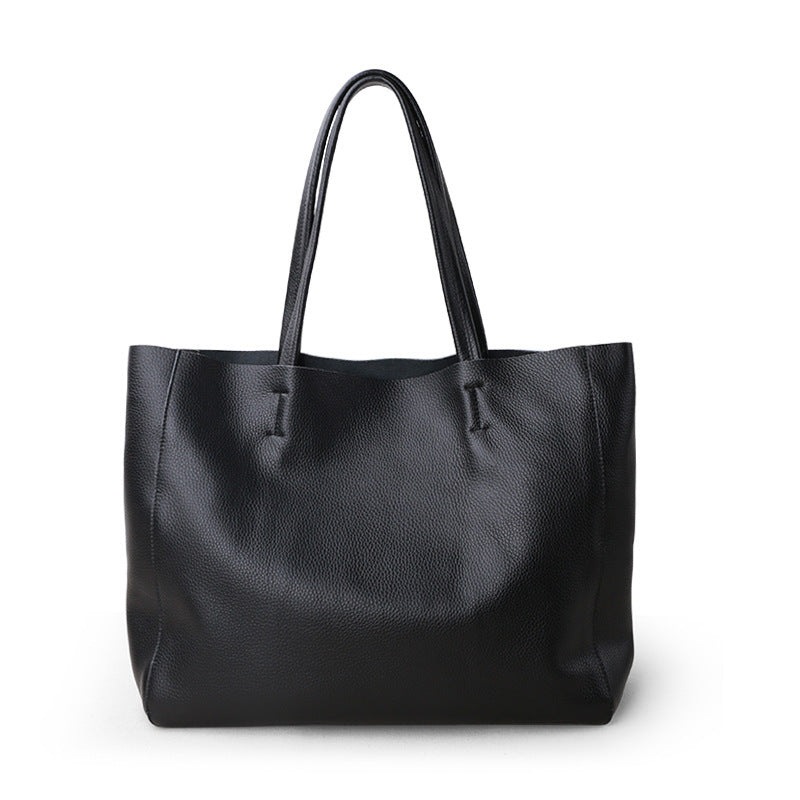Premium Genuine Leather Tote Bag - Large Capacity Cowhide Shoulder Bag for Women, Soft & Durable - Perfect for Work, Travel & Everyday Use