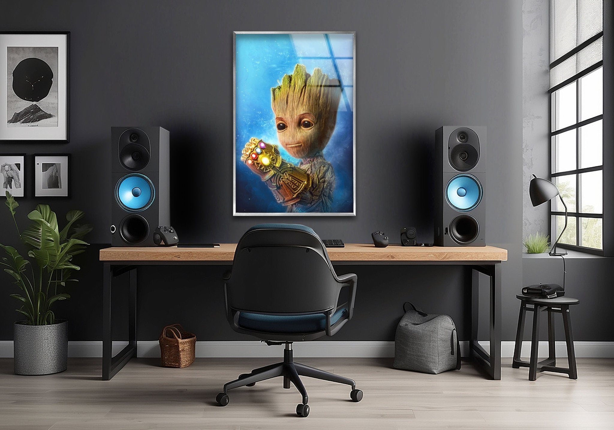 Marvel Avengers Baby Groot Glass Wall Art Decor - Perfect for Nursery, Kids Room & Superhero Themed Home Decor