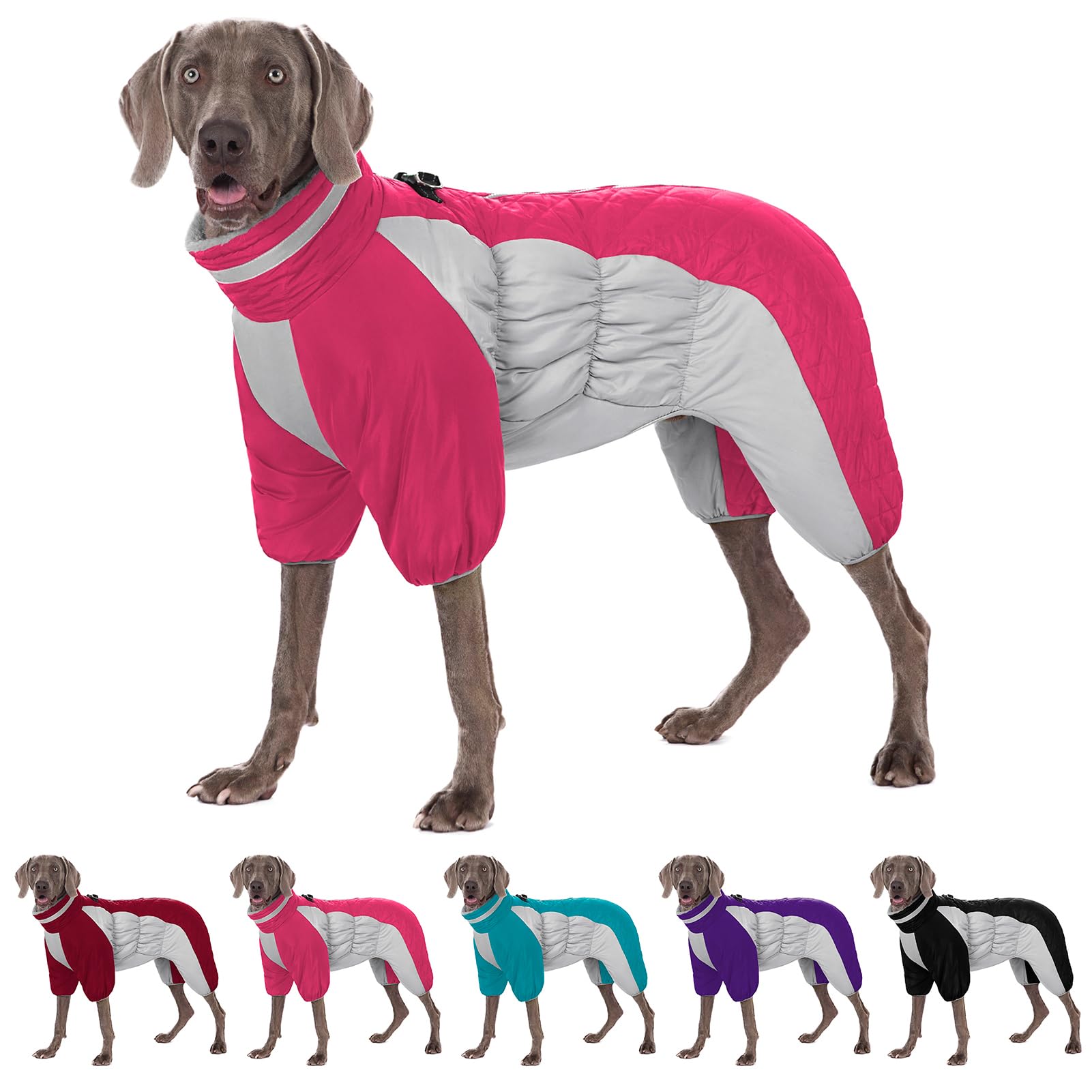 AOFITEE Fullbody Dog Coat - Warm Fleece Dog Jacket with Built-in Harness | Windproof Winter Coat for Small Medium Large Dogs | Reflective Turtleneck Snow Jacket for Cold Weather | Perfect for Outdoor Walks, Snow Play and Winter Adventures