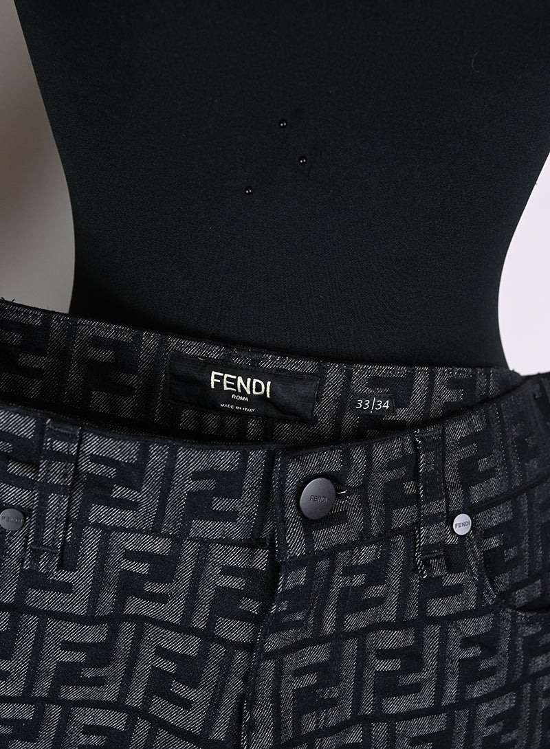 Fendi Zucca Gray and Black Jeans Size 46 - Stylish Designer Denim for Men | Perfect for Casual Outings and Nightlife