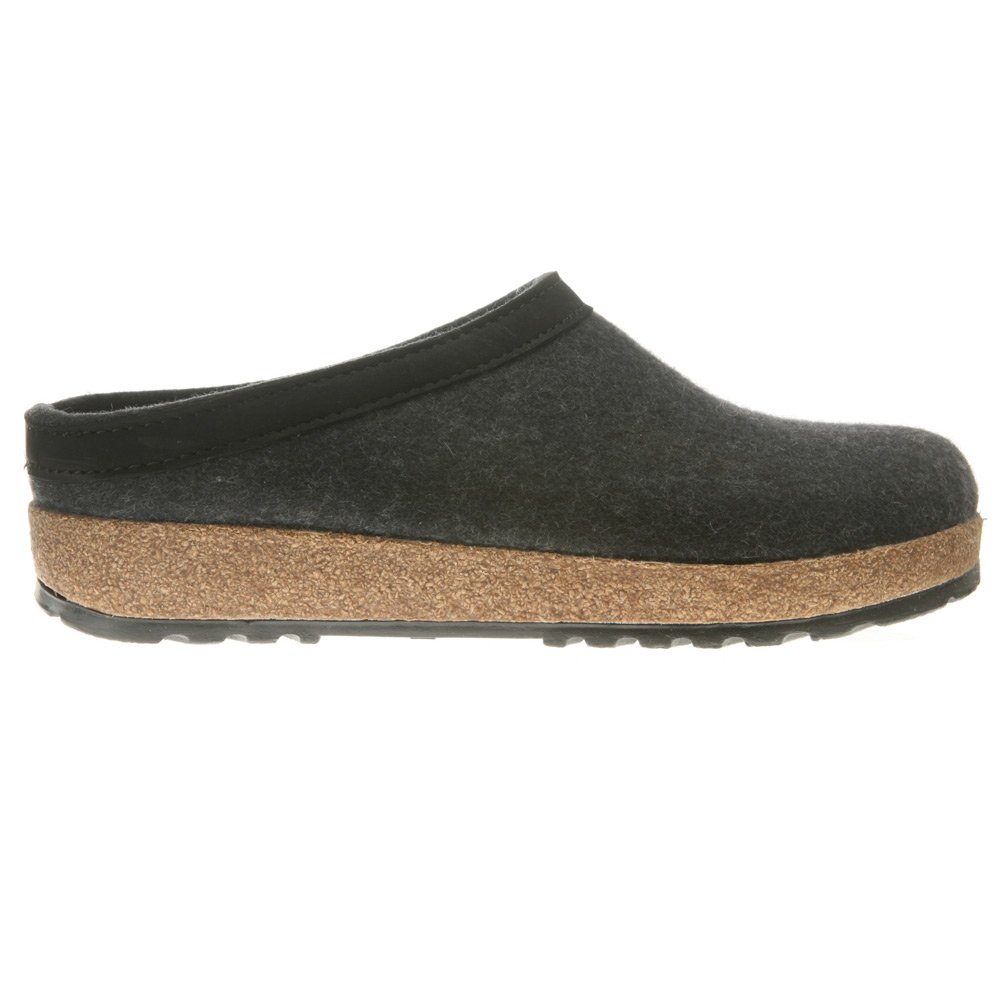 HAFLINGER Women's Charcoal Wool Slippers GZL 47 (US Men's 14) B(M) US - Cozy House Shoes for Winter Comfort & Warmth at Home