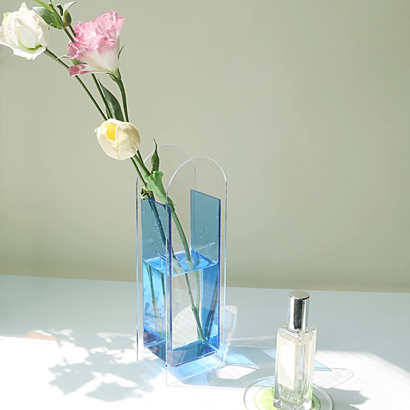 Nordic Style Acrylic Flower Vase - Light Yellow, 7.5