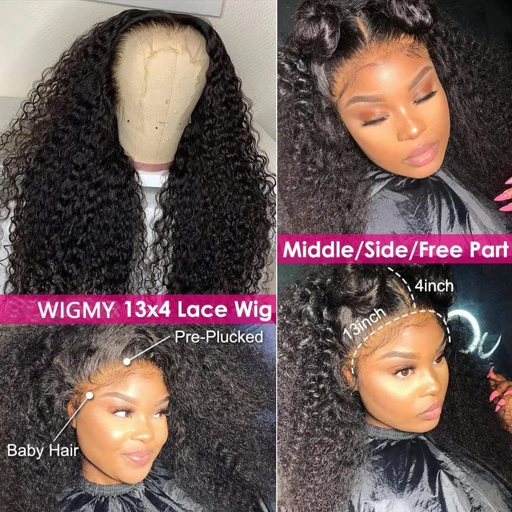 VIPbeauty Afro Kinky Curly Human Hair Wig 13x4 HD Lace Front Wigs Brazilian Virgin Human Hair 180 Density Pre Plucked with Baby Hair - Natural Black for Women | Perfect for Daily Wear, Cosplay & Special Occasions