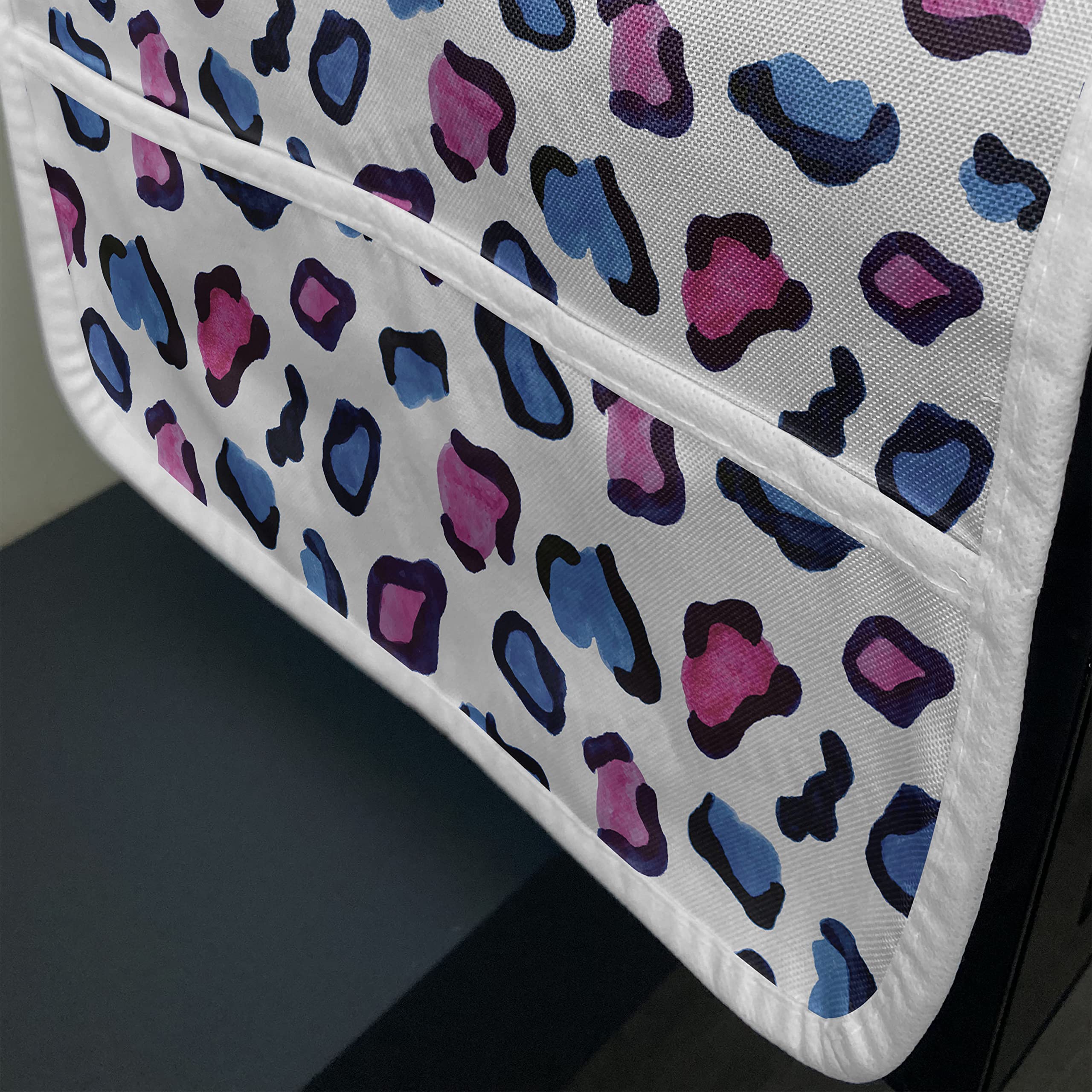 Ambesonne Waterproof Microwave Cover with Pockets - Exotic Savannah Animal Print in Blue, Pink & Black - 36