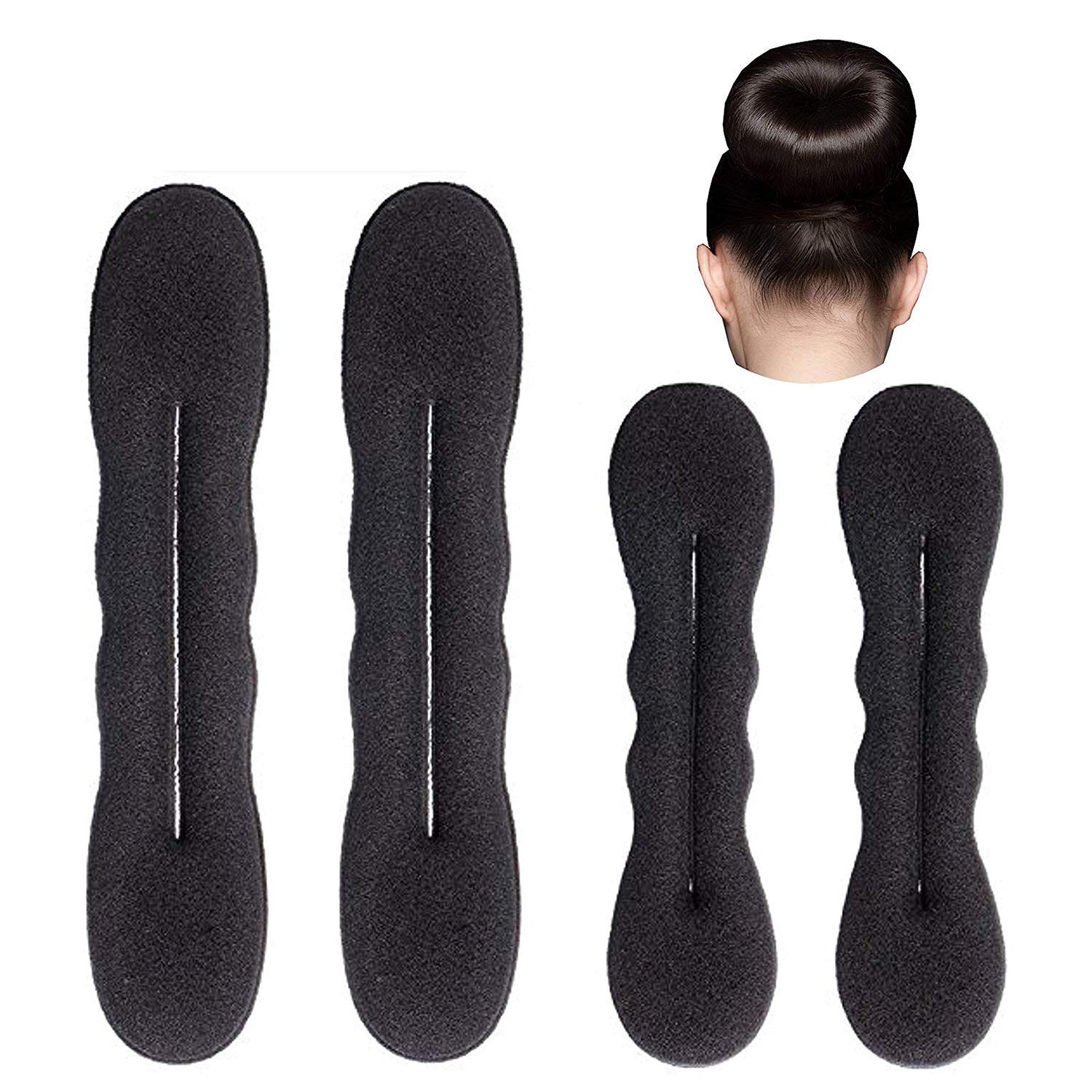 U-M Pulabo Bun Maker Set - 2 Small & 2 Large Foam Sponge Hair Donut for Perfect Hair Buns | Hair Styling Accessories for Women | Great for Updos, Ponytails & Special Occasions