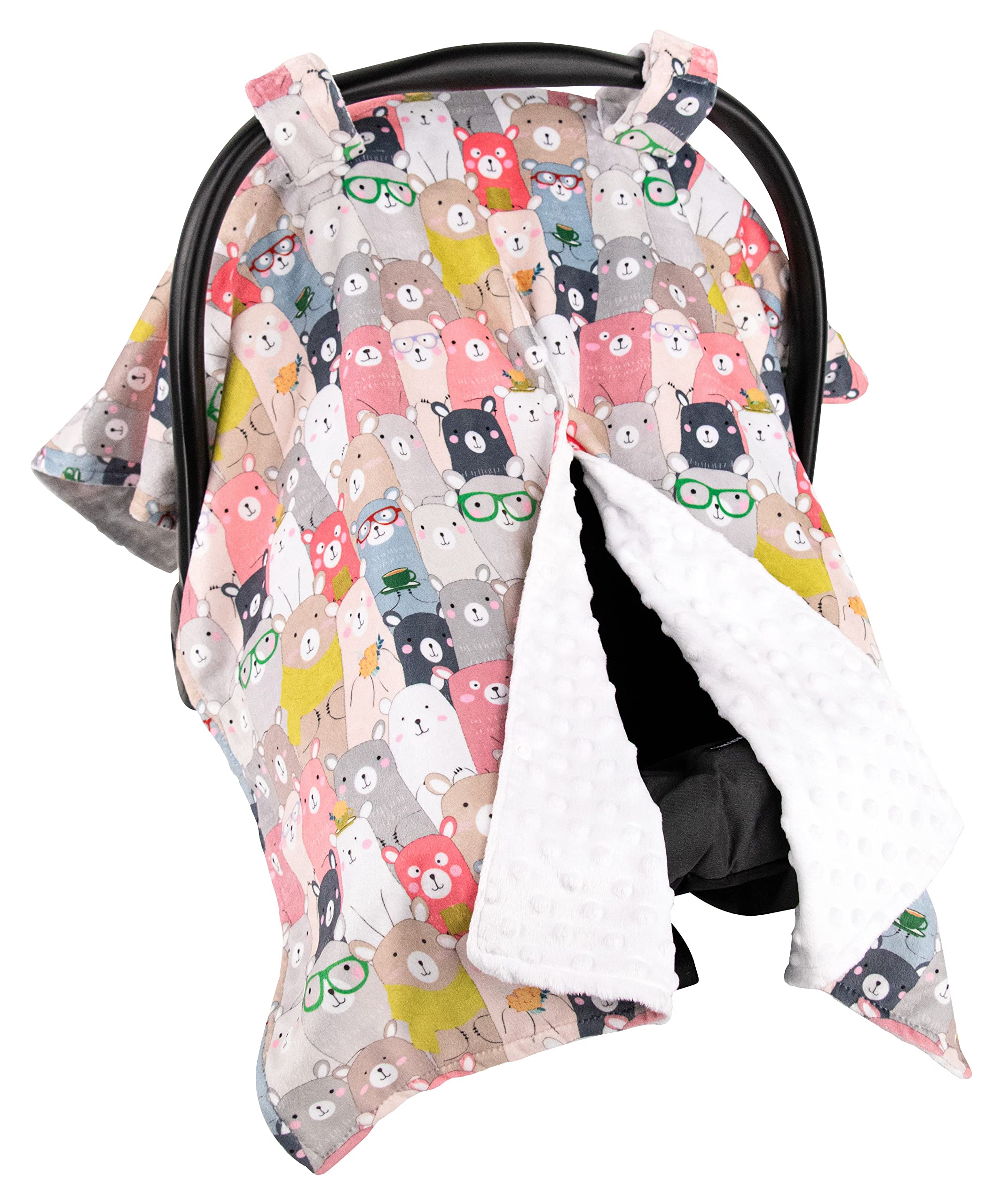 Premium Minky Baby Car Seat Cover - Soft & Cozy Bear Design, 40