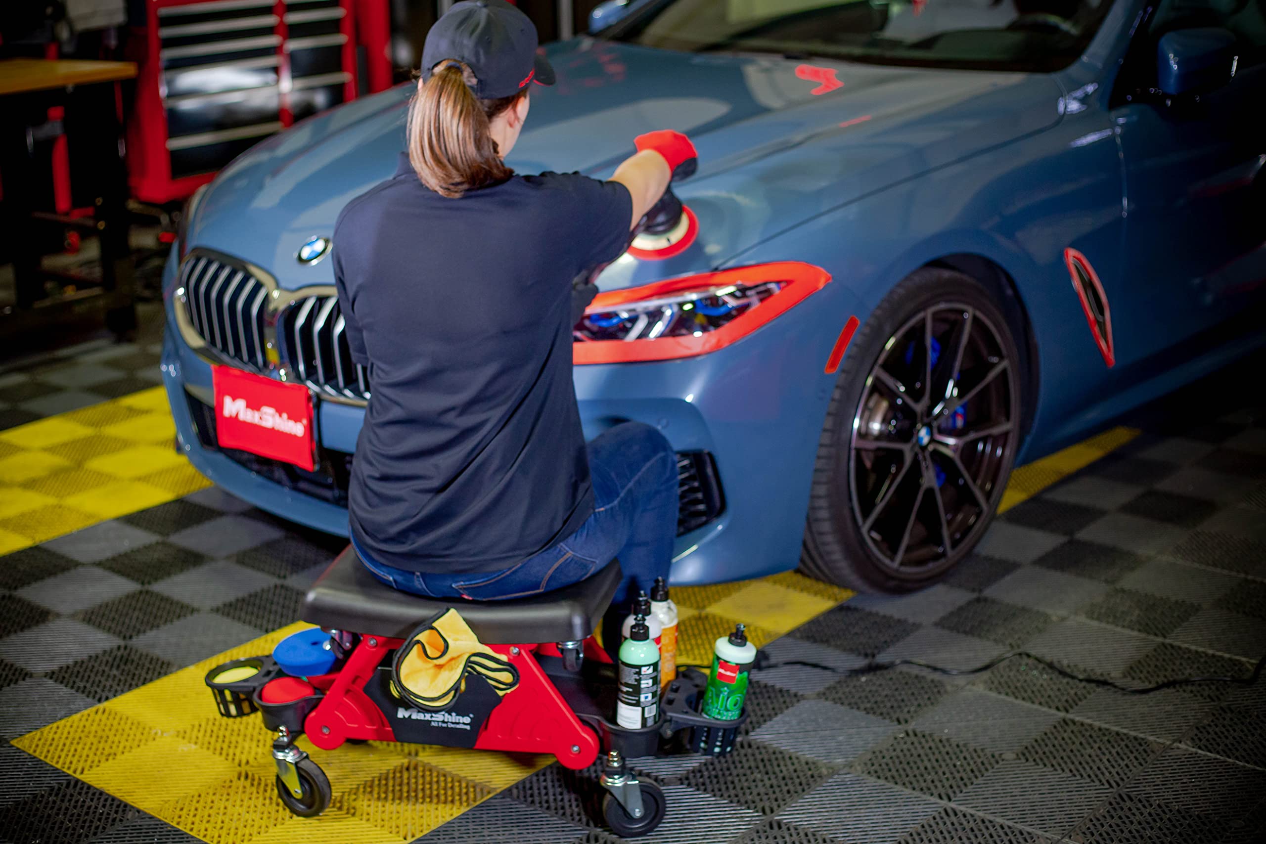 Maxshine New Creeper II - Low Profile Rolling Mechanic Seat for Auto Detailing | No Cushion Mini Creeper for Car Cleaning, Polishing, Waxing & Ceramic Coating | Ideal for Garage Work, Under Vehicle Repairs & Professional Detailing Services