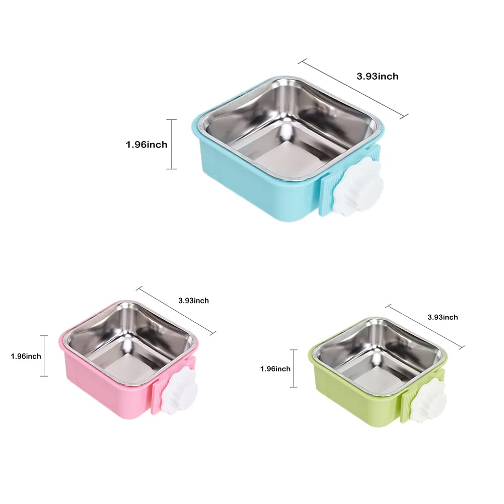 Luck Dawn Stainless Steel Removable Hanging Pet Bowl - 2 Pack Small Crate Food & Water Dish with Bolt Holder for Dogs, Puppies, Cats, Rabbits, Birds & Small Animals - Perfect for Cages, Kennels & Travel Use