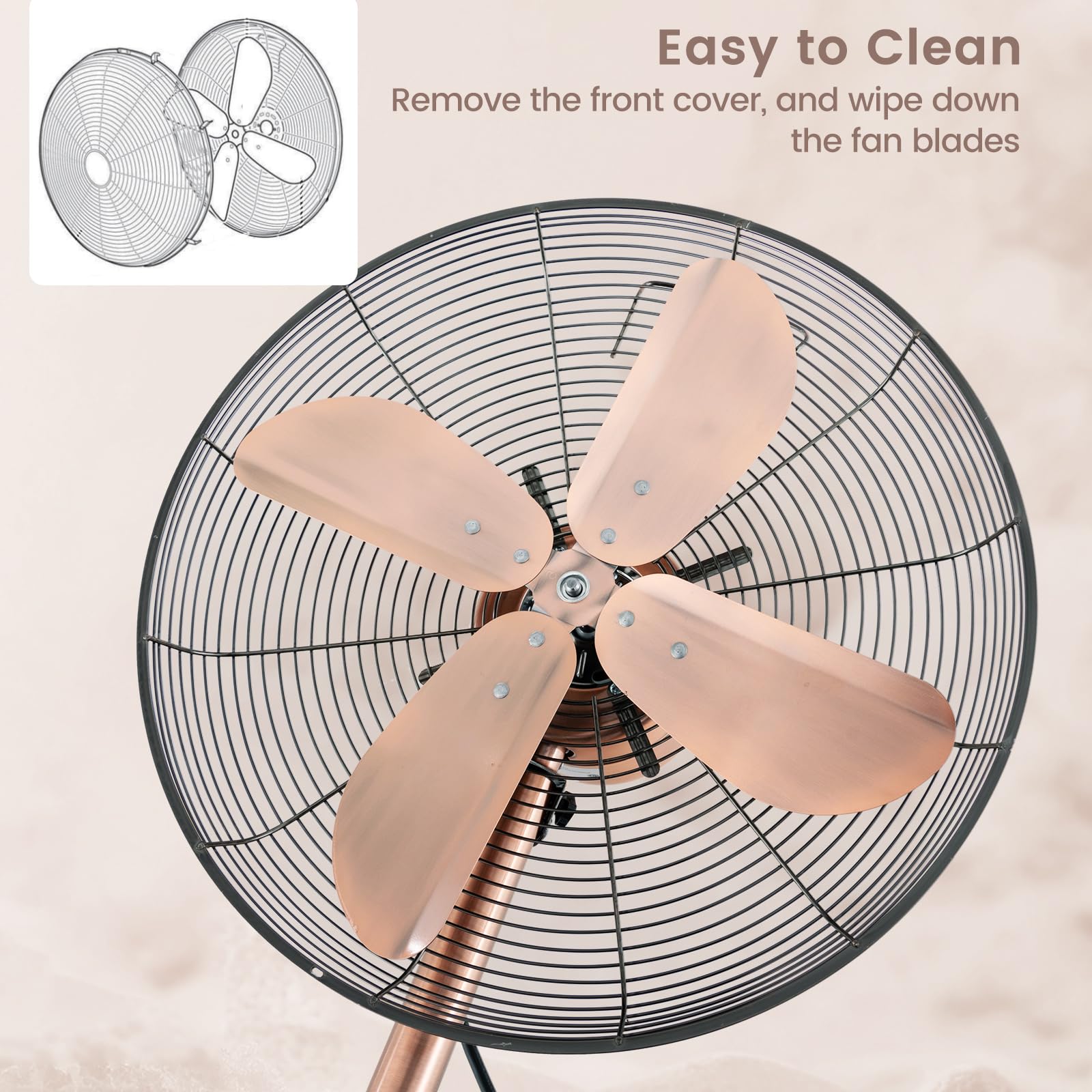 COSTWAY 16-inch Metal Pedestal Fan - Quiet High Velocity Standing Fan with 75° Oscillation, 3 Speed Settings & Adjustable Height - 4 Blade Floor Fan for Bedroom, Home Office, Shop & Outdoor Use - Durable Copper Motor