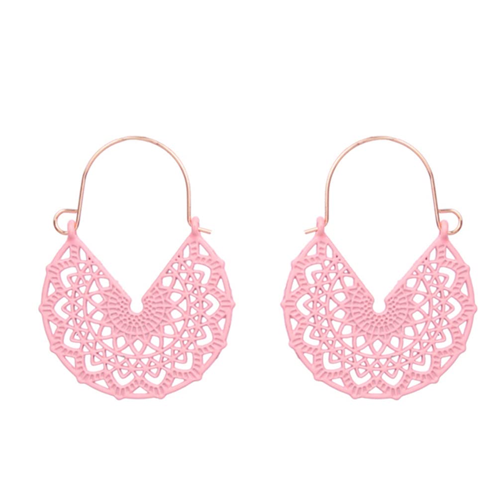 Boho Colorful U-Shaped Dangle Earrings for Women - Vintage Lightweight Hollow Hoop Earrings in Multiple Colors, Perfect for Beach, Party & Everyday Wear