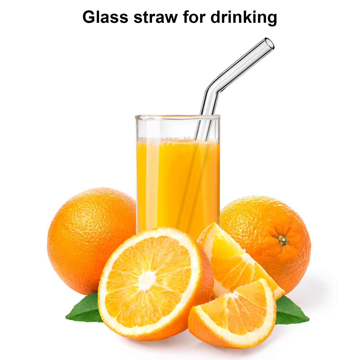 32 Pack Reusable Glass Straws - Clear, Long, Bendy & Wide Smoothie & Cocktail Straws for Drinks | Eco-Friendly Drinking Straws for Home, Parties & Travel