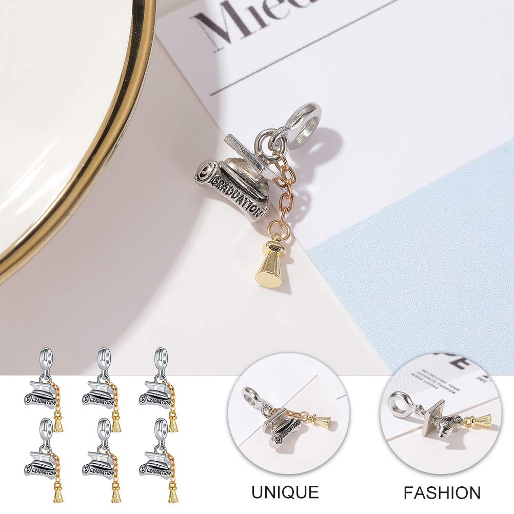 ABOOFAN 6Pcs Graduation Charms Pendant Set - Cap with Scroll Beads & Diploma Pendants for 2022 Grad Jewelry, Bracelet & Necklace Accessories - Perfect for Graduation Gifts, Party Favors and School Celebrations