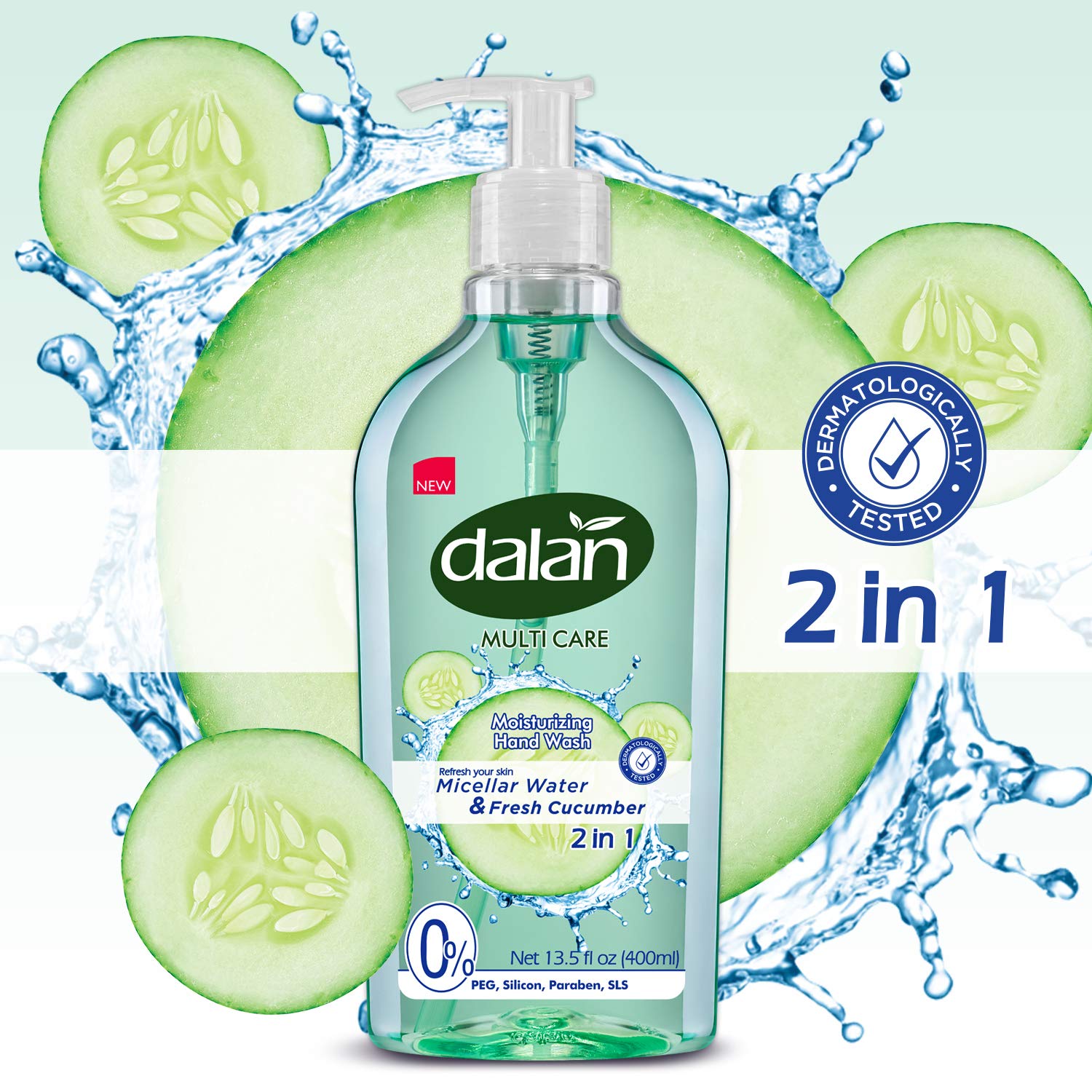 Dalan Fresh Cucumber Ultra Moisturizing Hand Soap - 13.5 Fl Oz (400mL) Pack of 12 - Hydrating Liquid Soap for Dry & Normal Skin - Leaves Hands Soft, Clean & Refreshed - Perfect for Home, Kitchen, Bathroom & Office Use
