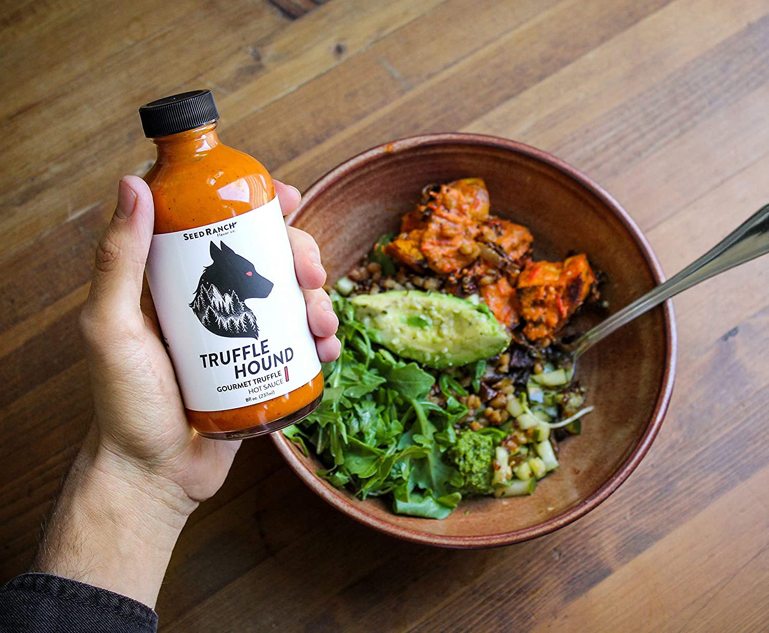 Seed Ranch Gourmet Truffle Hound Hot Sauce - 2 Pack Medium Heat Spicy Sauce with Chile de Arbol, Ghost Pepper & Garlic | Vegan, Non-GMO | Perfect for Pasta, Pizza, Wings & Sriracha Lovers | Bold Truffle Flavor for Cooking & Grilling