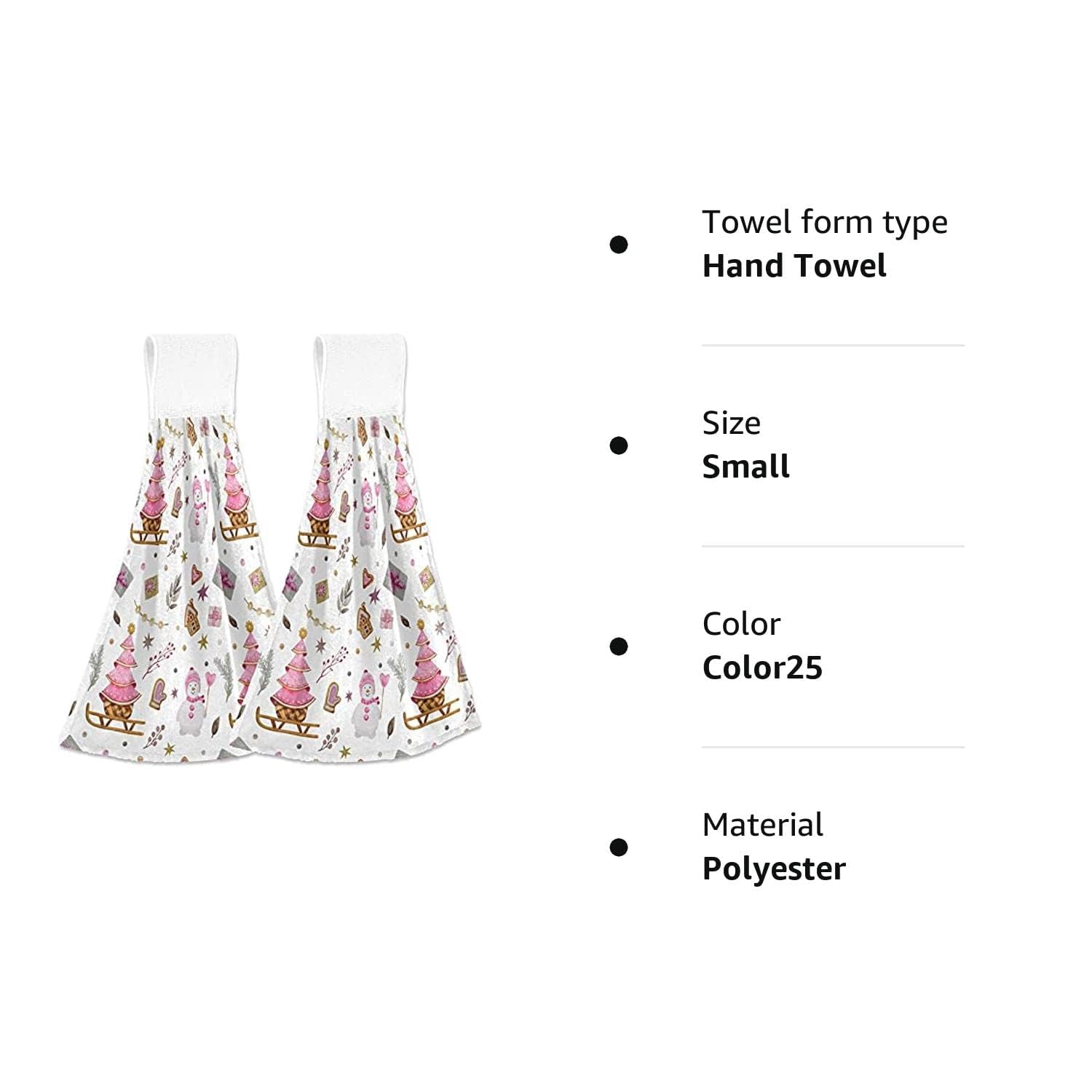 Christmas Pink Snowman Kitchen Hanging Towel 2 Pack - Soft Microfiber Coral Velvet Hand Towels with Loop for Bathroom, Oven & Holiday Decor | Absorbent Washcloths for Winter Xmas Decorations & Kitchen Use