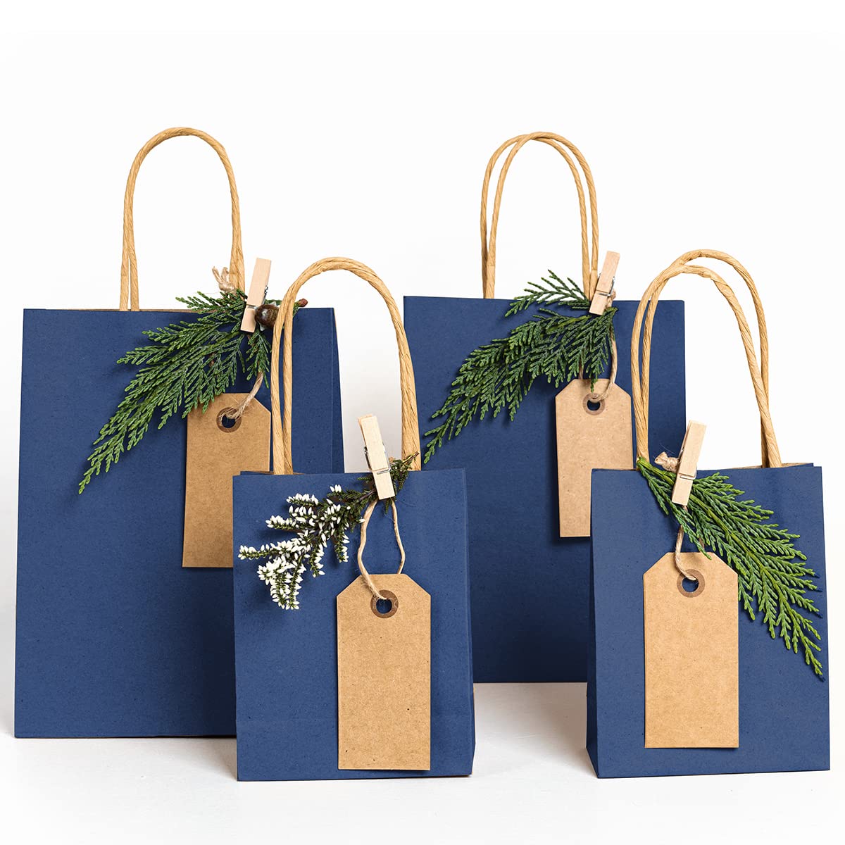 Premium Kraft Paper Gift Bags with Handles - 8x4.25x10.5 Inch Eco-Friendly Party Favor Bags (50 Pack) - Perfect for Birthday Parties, Wedding Favors, Candy Treats & Boutique Shopping Bags