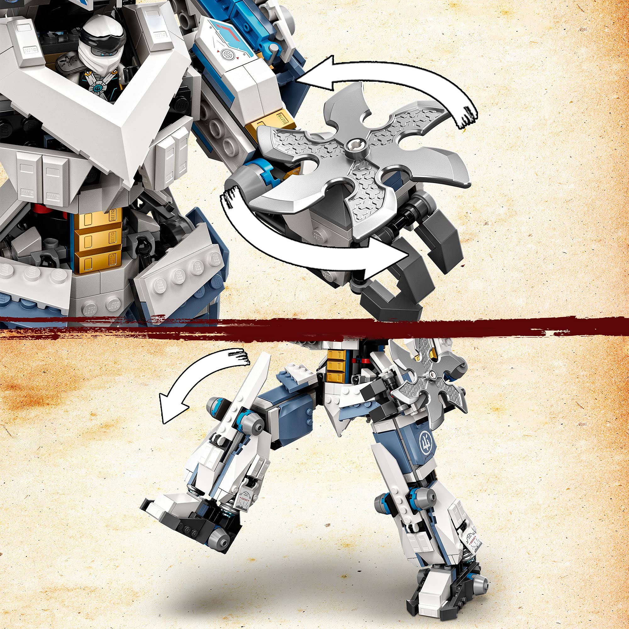 LEGO 71738 Ninjago Zane's Titan Robot Battle Set - Action-Packed Ninja Robot Toy with Jay Dorado & Zane Minifigures vs Ghost Warriors - Perfect Gift for Kids Ages 9+ | Epic Ninja Battles & Creative Play